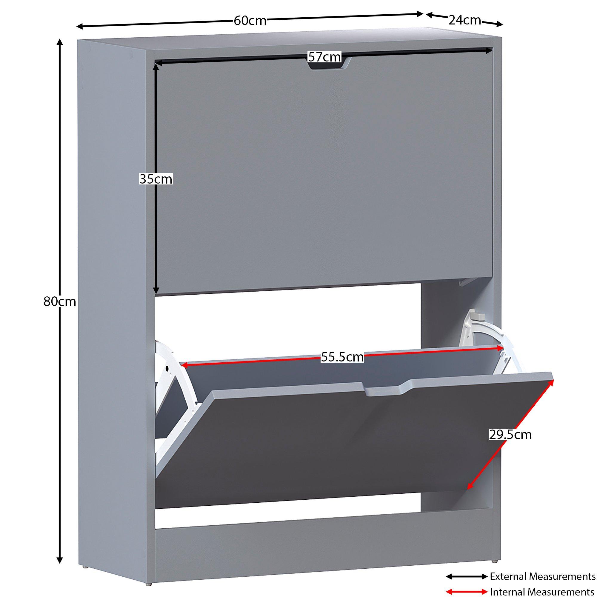 Grey - Lassic - Vida Designs 2 Drawer Shoe Cabinet (Handle less) - 2