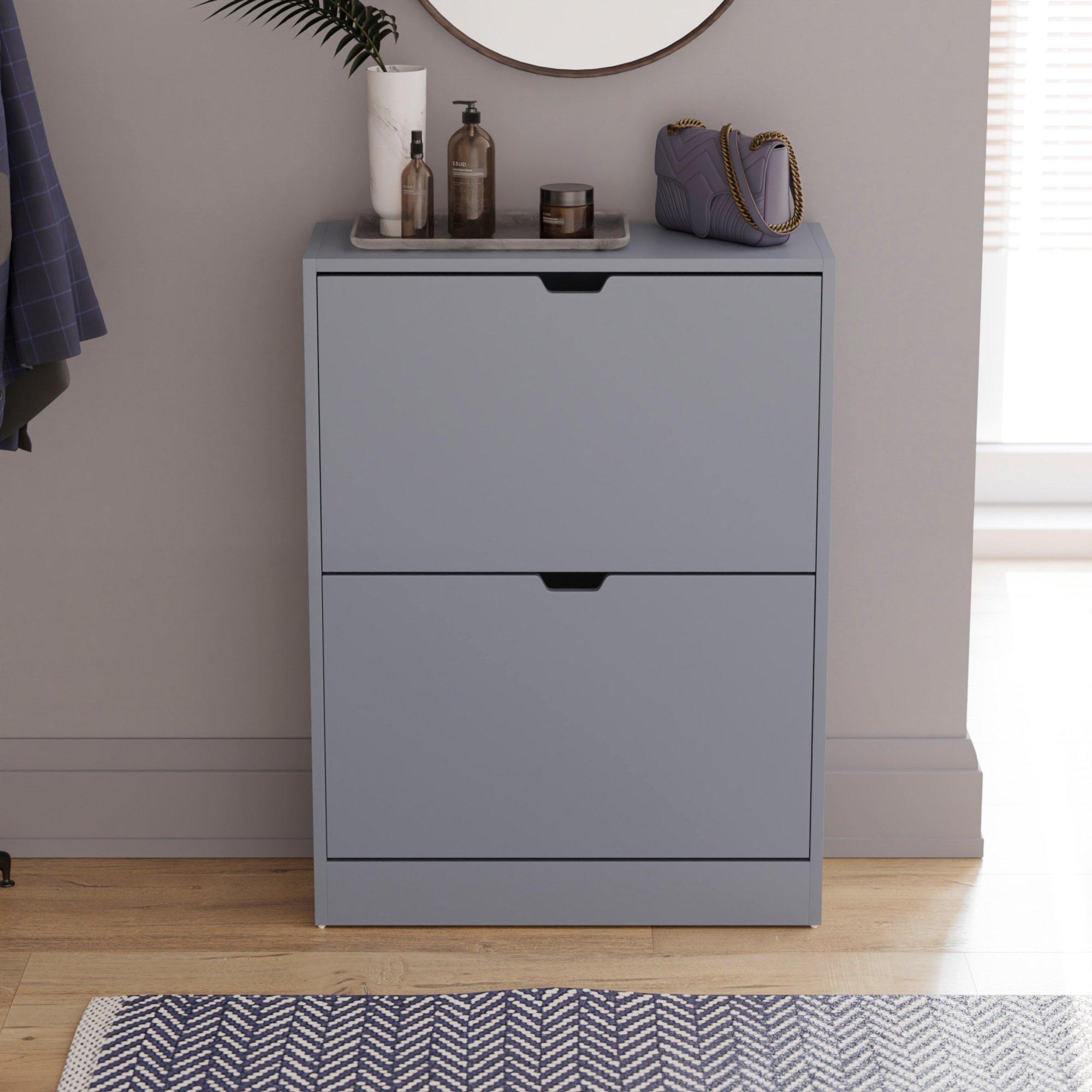 Grey - Lassic - Vida Designs 2 Drawer Shoe Cabinet (Handle less) - 3