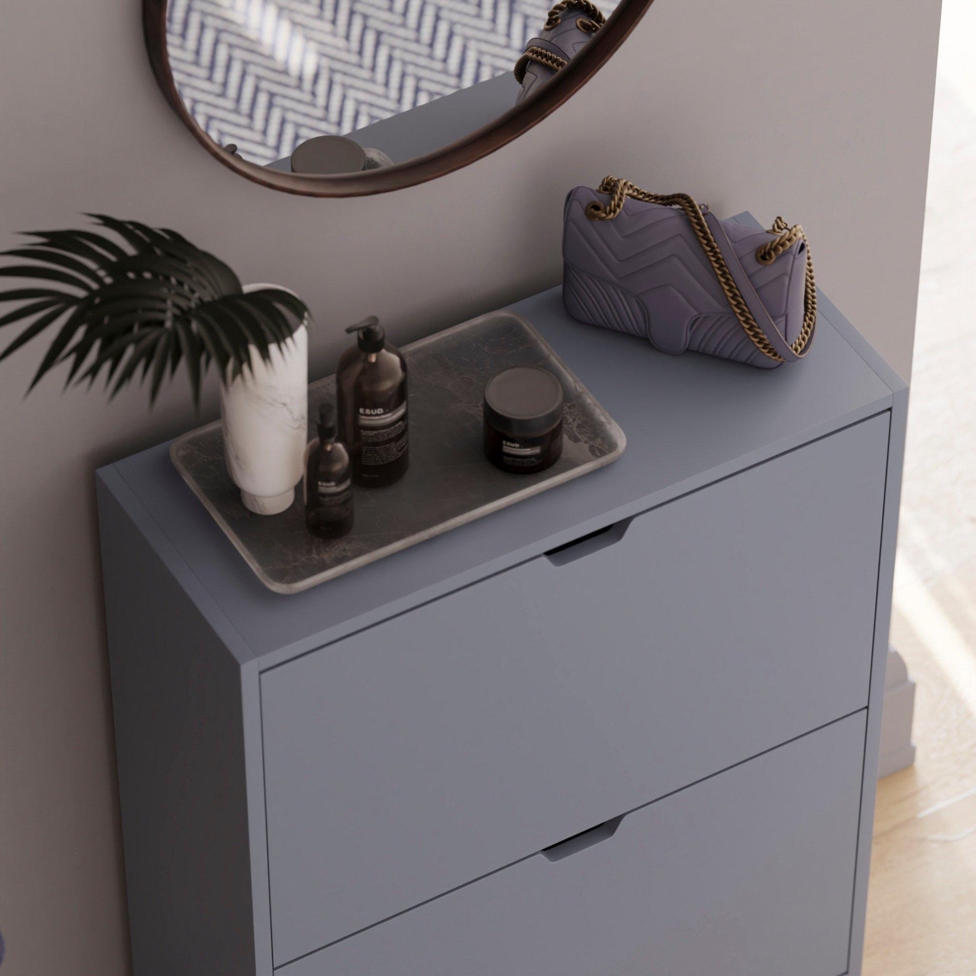 Grey - Lassic - Vida Designs 2 Drawer Shoe Cabinet (Handle less) - 4