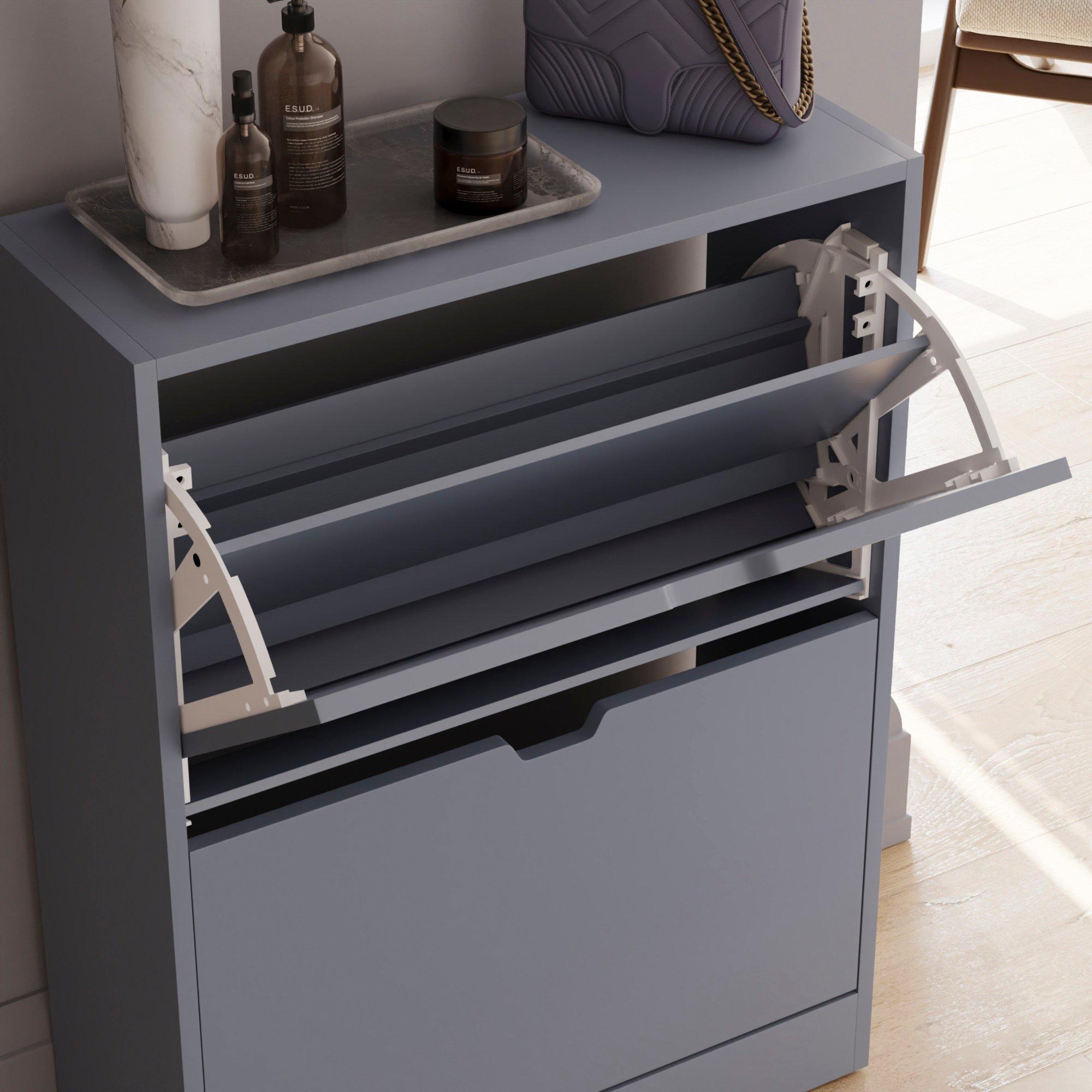 Grey - Lassic - Vida Designs 2 Drawer Shoe Cabinet (Handle less) - 5