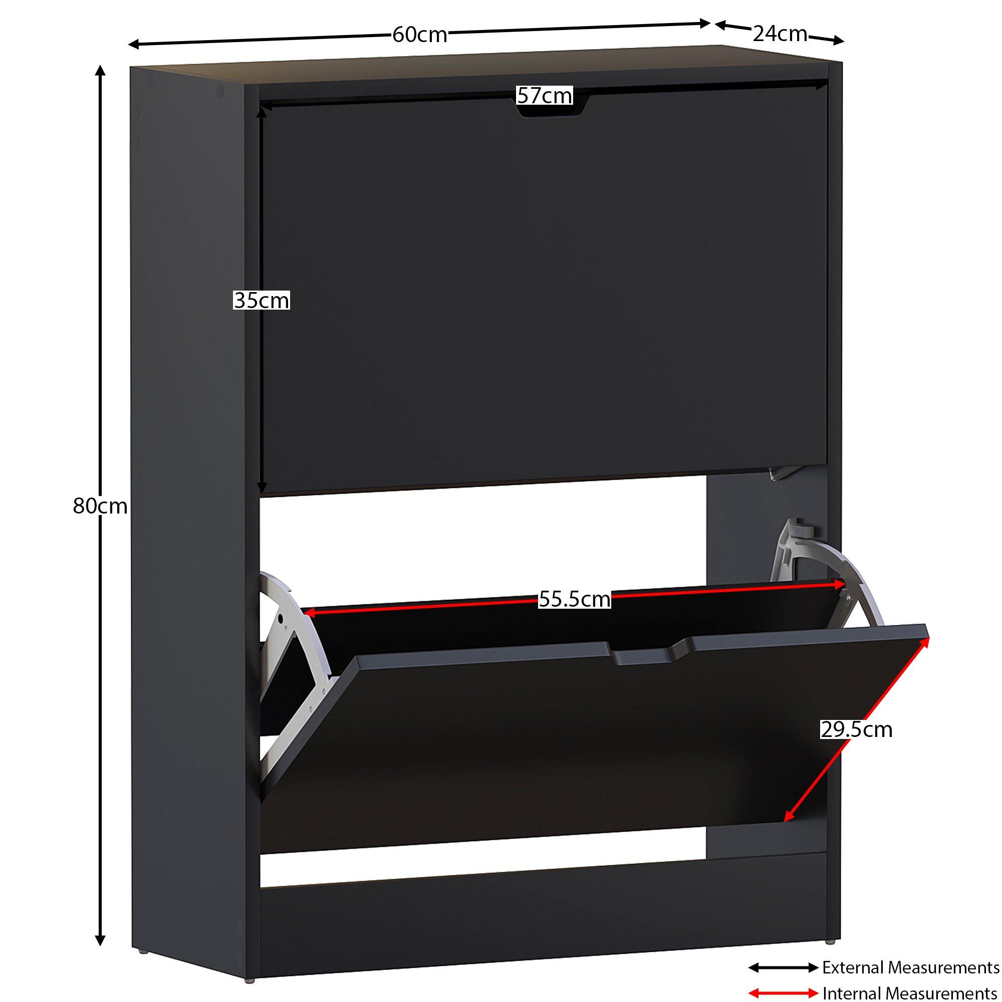 Black - Lassic - Vida Designs 2 Drawer Shoe Cabinet (Handle less) - 2