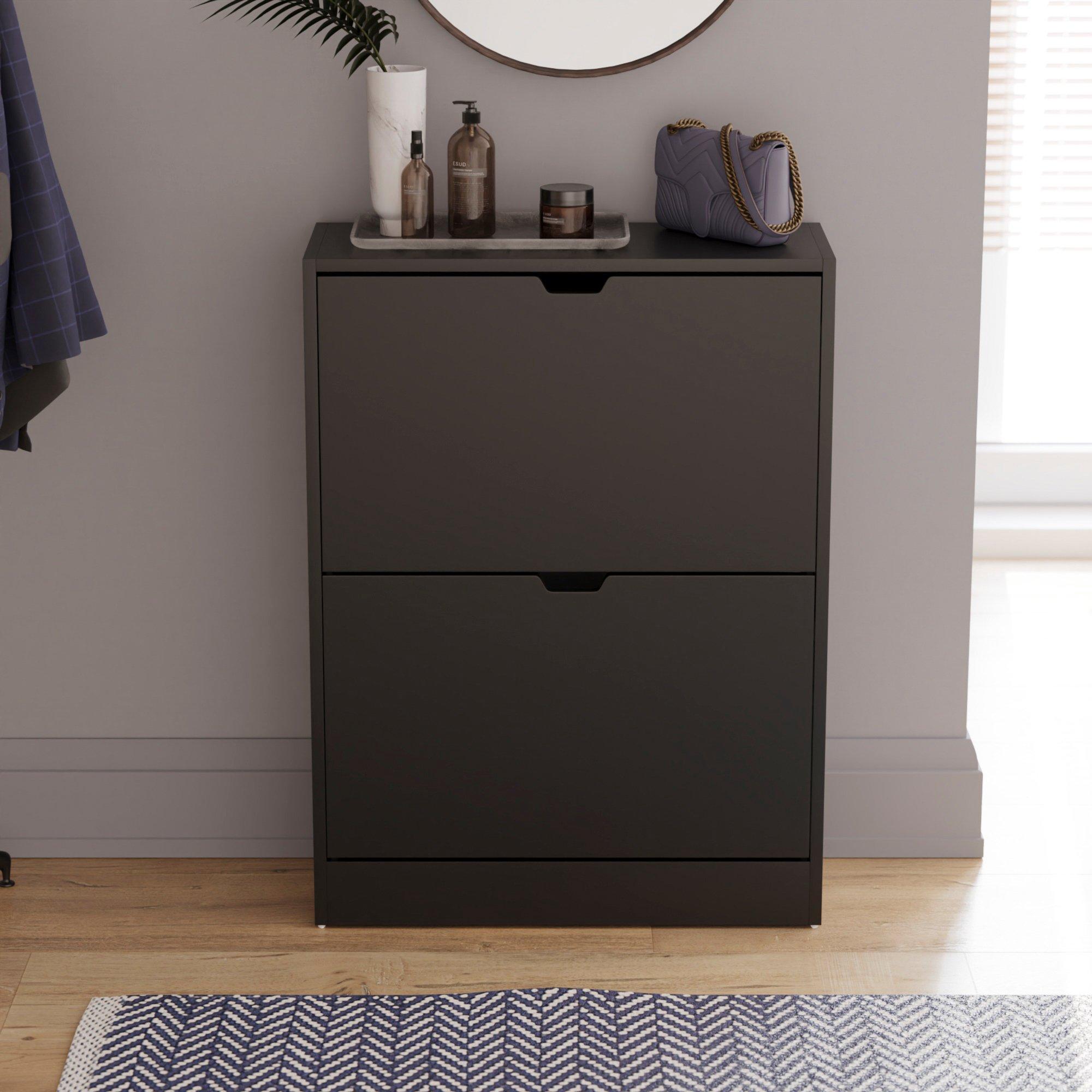 Black - Lassic - Vida Designs 2 Drawer Shoe Cabinet (Handle less) - 3