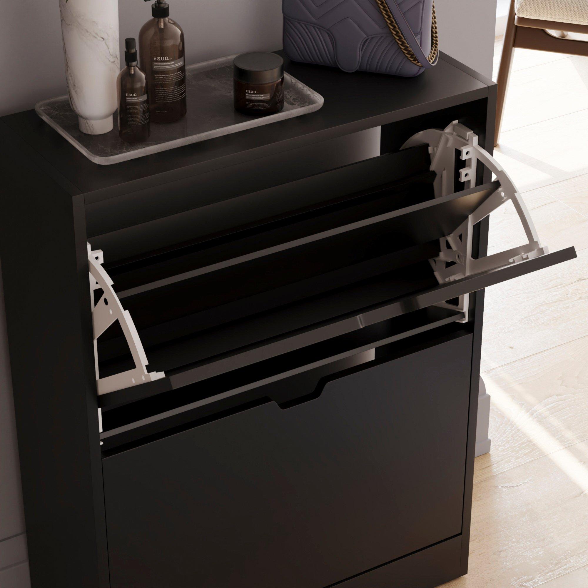 Black - Lassic - Vida Designs 2 Drawer Shoe Cabinet (Handle less) - 5