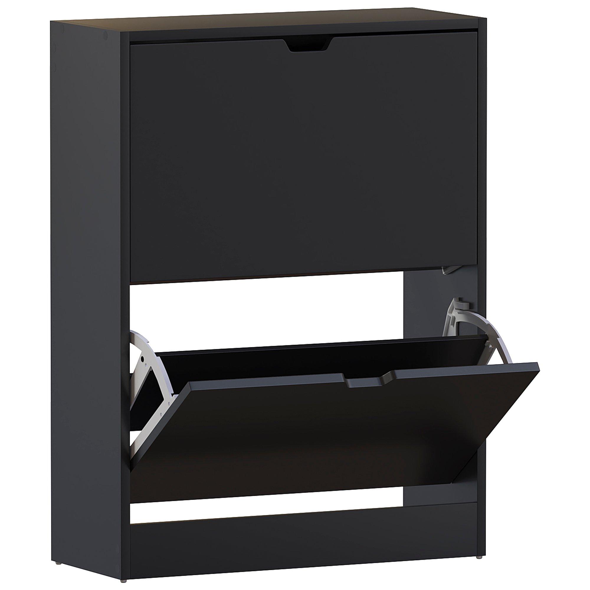 Black - Lassic - Vida Designs 2 Drawer Shoe Cabinet (Handle less) - 7