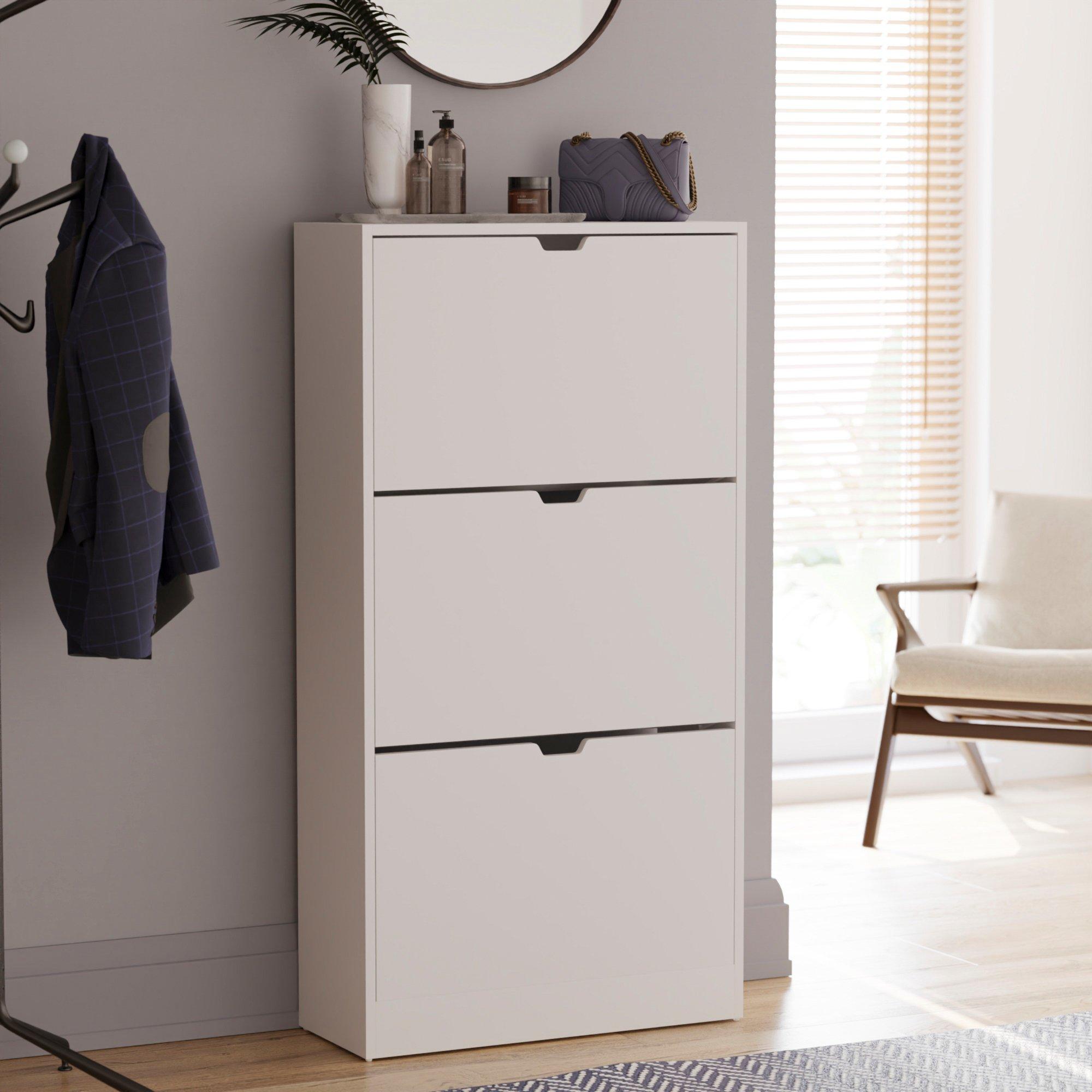 Lassic  Vida Designs 3 Drawer Shoe Cabinet (Handless) - White - 3 Drawer