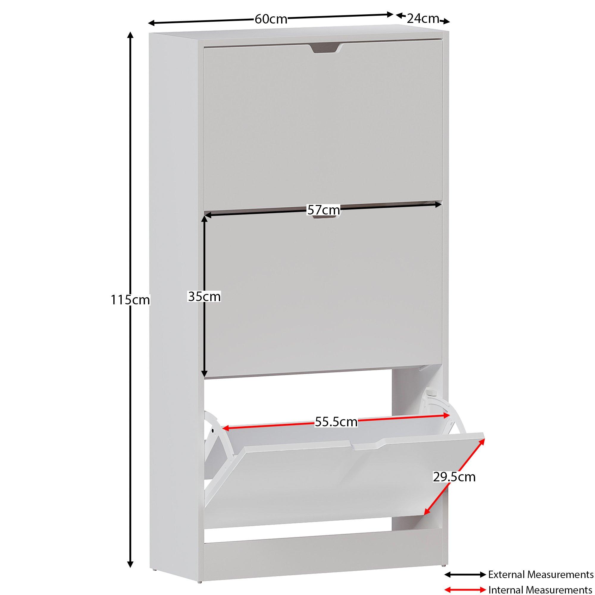 White - Lassic - Vida Designs 3 Drawer Shoe Cabinet (Handless) - 2