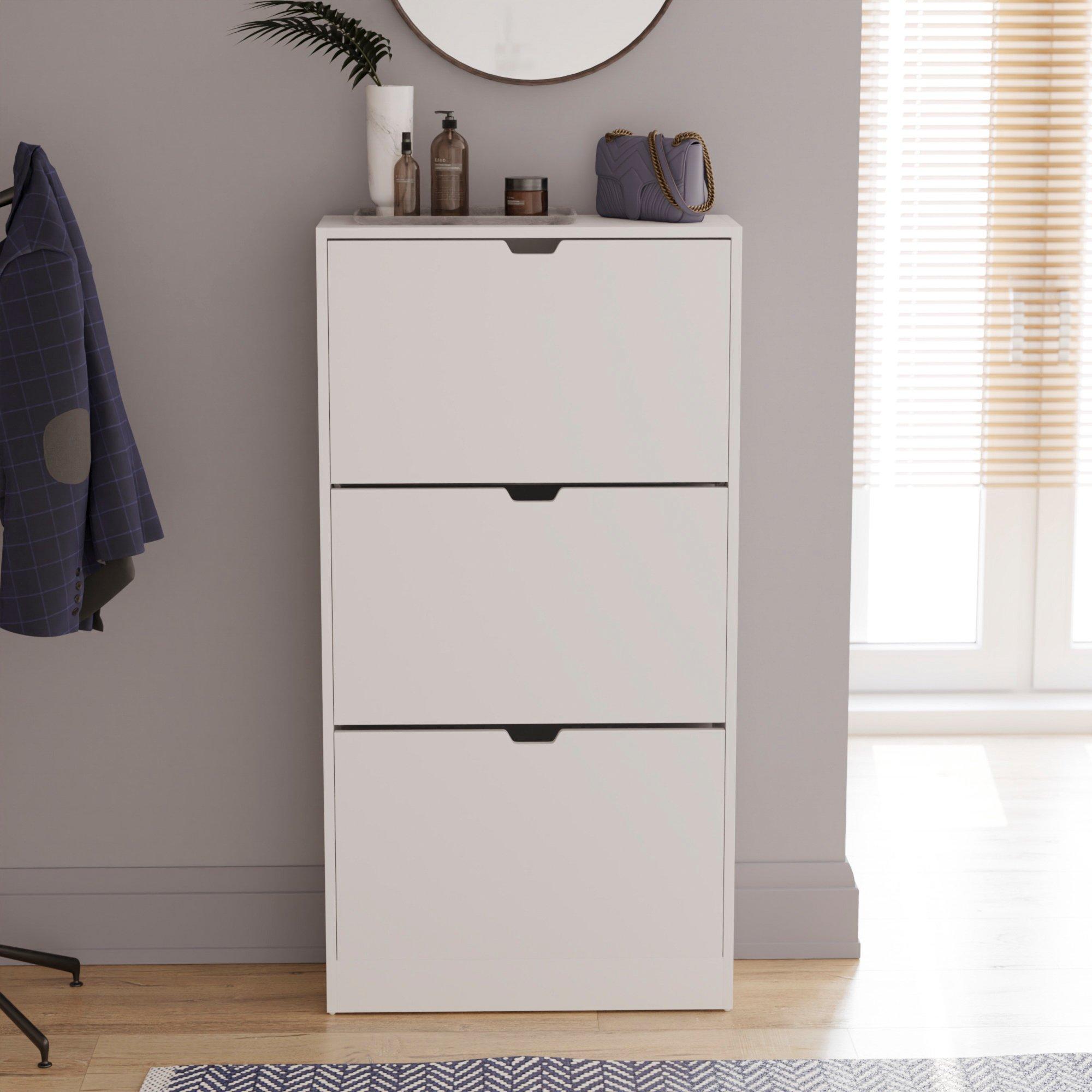 White - Lassic - Vida Designs 3 Drawer Shoe Cabinet (Handless) - 3