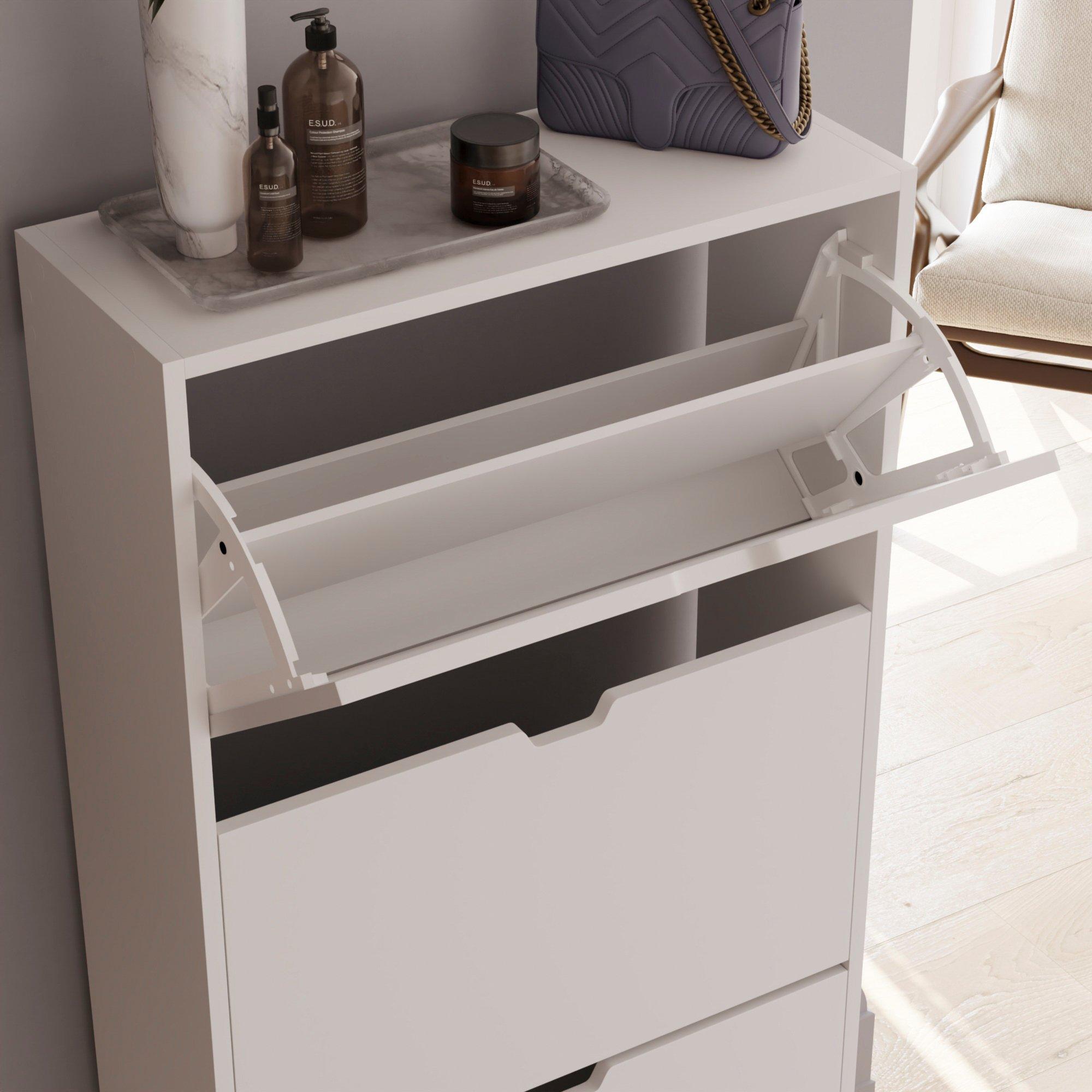 White - Lassic - Vida Designs 3 Drawer Shoe Cabinet (Handless) - 4