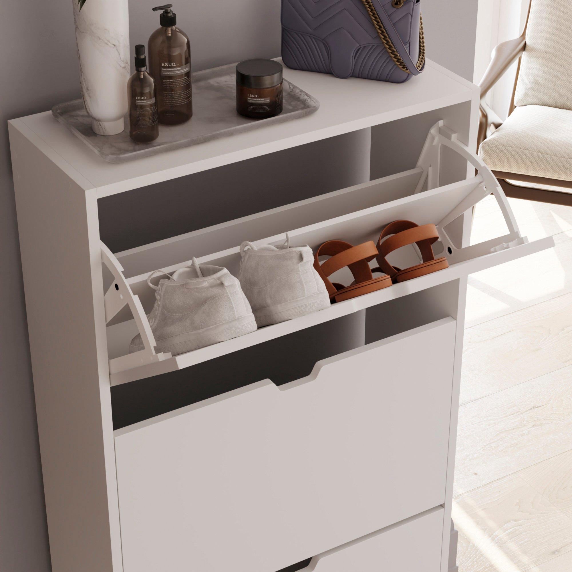 White - Lassic - Vida Designs 3 Drawer Shoe Cabinet (Handless) - 5