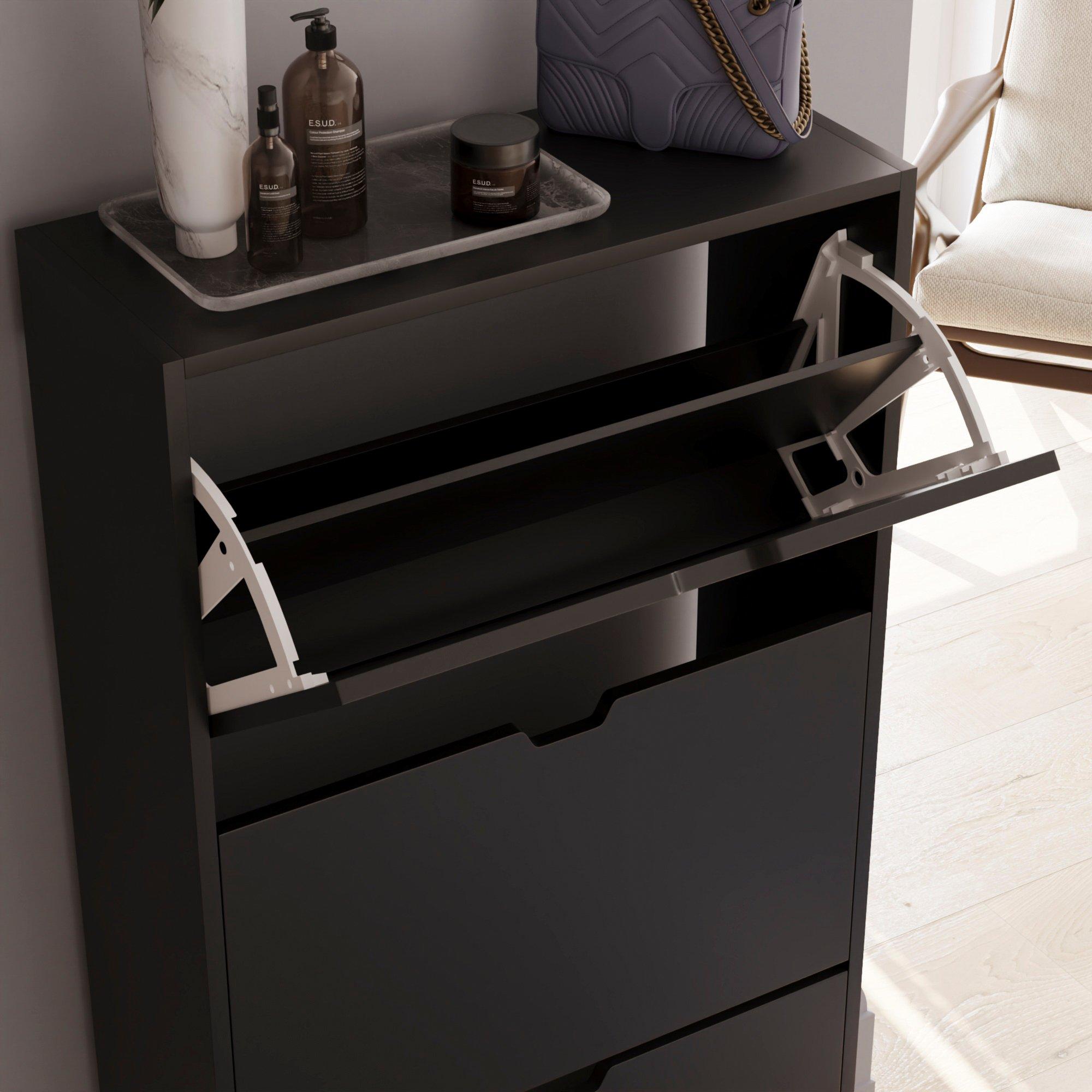 Black - Lassic - Vida Designs 3 Drawer Shoe Cabinet (Handless) - 4