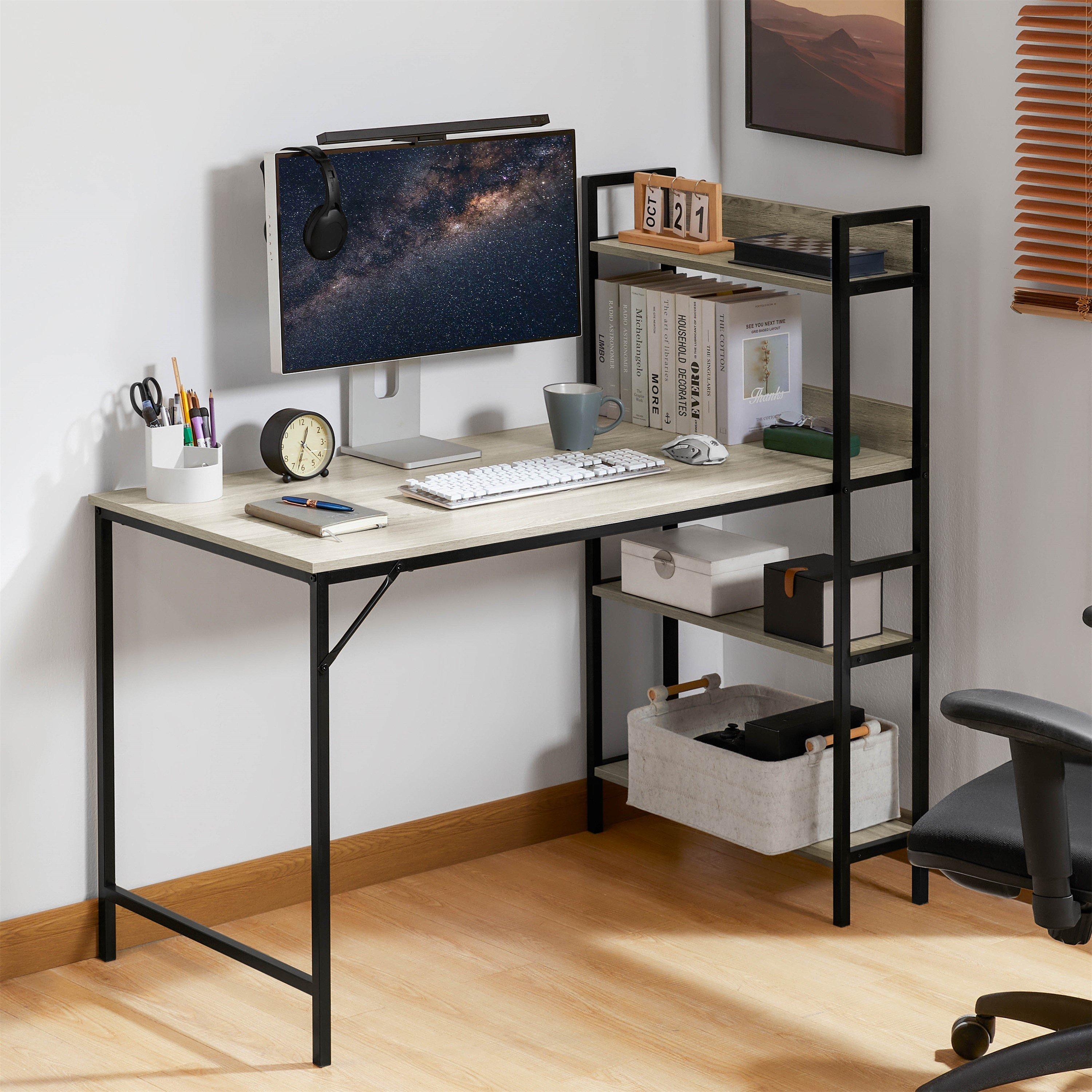 Lassic  Vida Designs Brooklyn Computer Desk With 3 Shelves - Grey - 3 Shelf