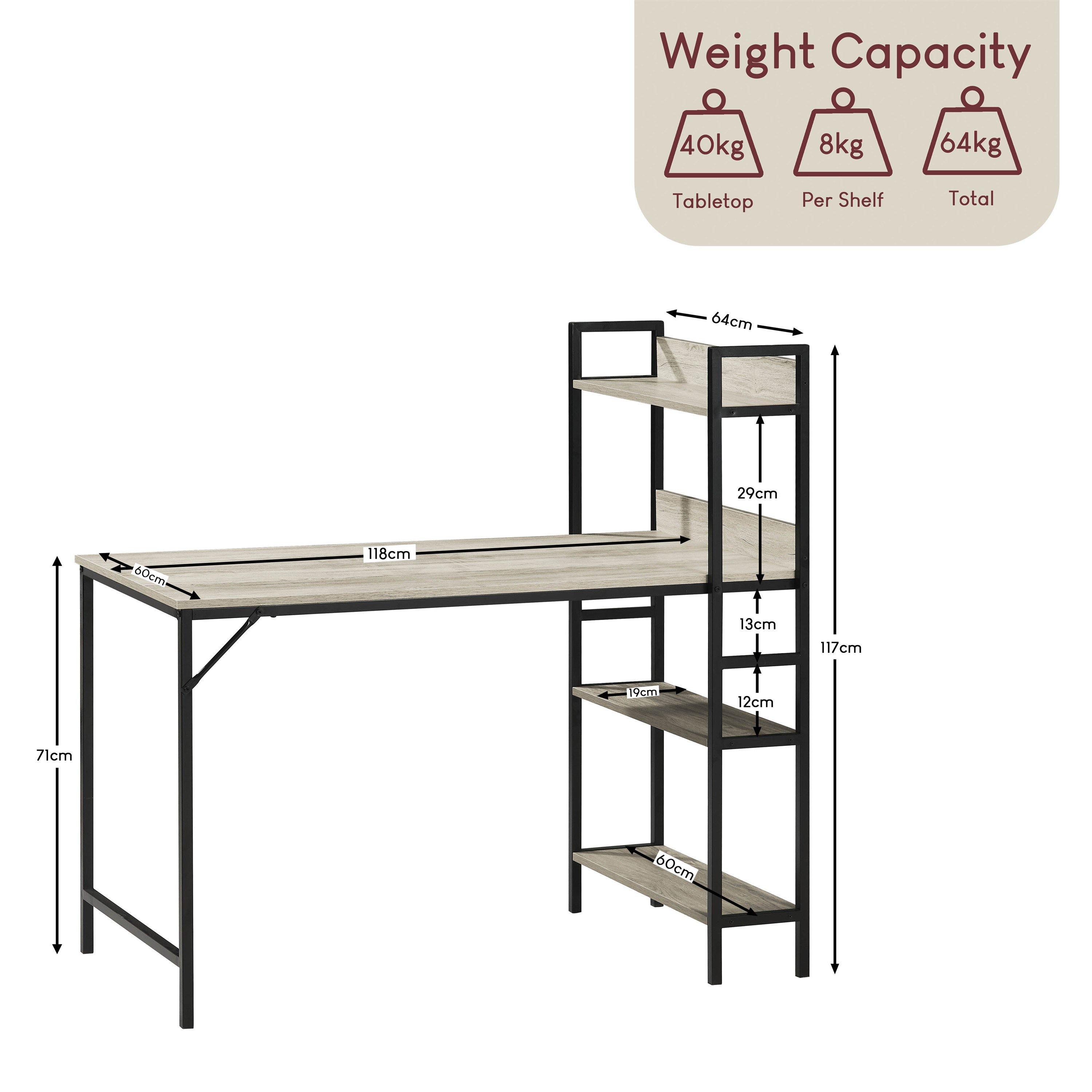 Grey - Lassic - Vida Designs Brooklyn Computer Desk With 3 Shelves - 2