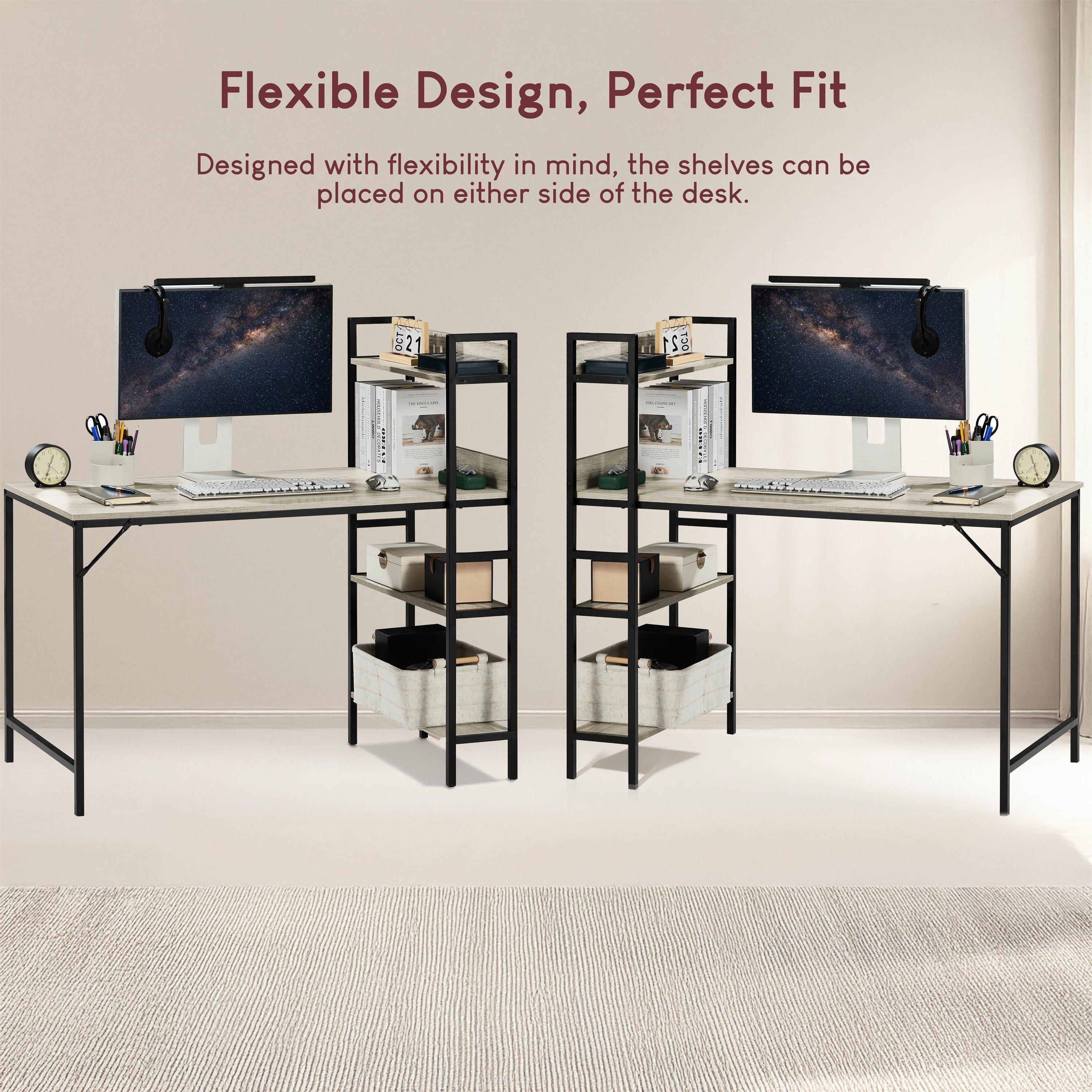 Grey - Lassic - Vida Designs Brooklyn Computer Desk With 3 Shelves - 5