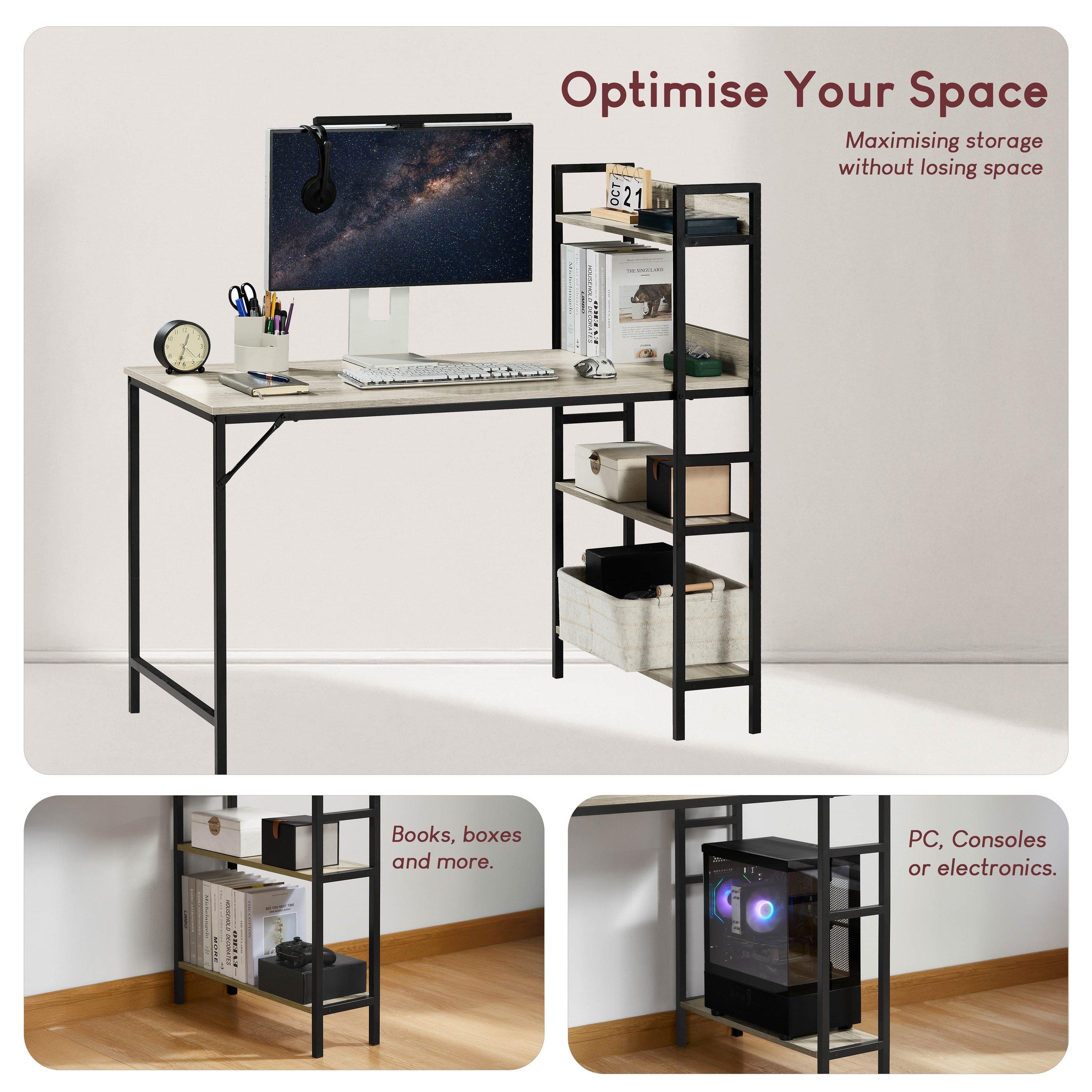 Grey - Lassic - Vida Designs Brooklyn Computer Desk With 3 Shelves - 6