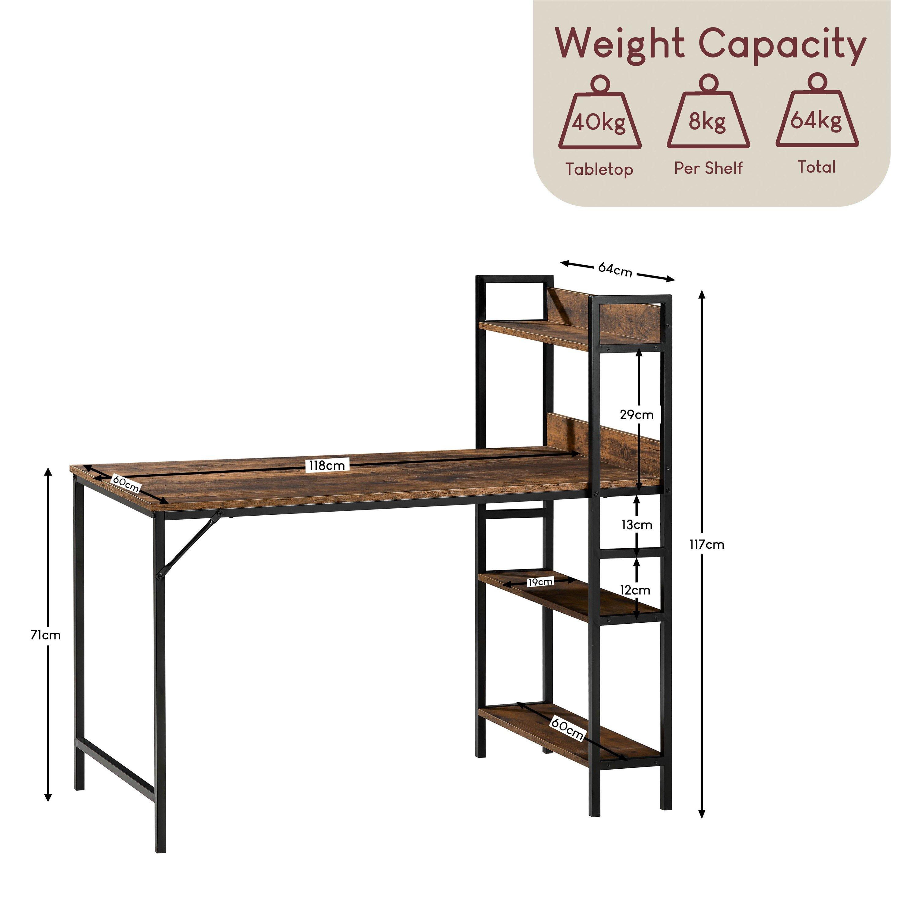 Dark Wood - Lassic - Vida Designs Brooklyn Computer Desk With 3 Shelves - 2