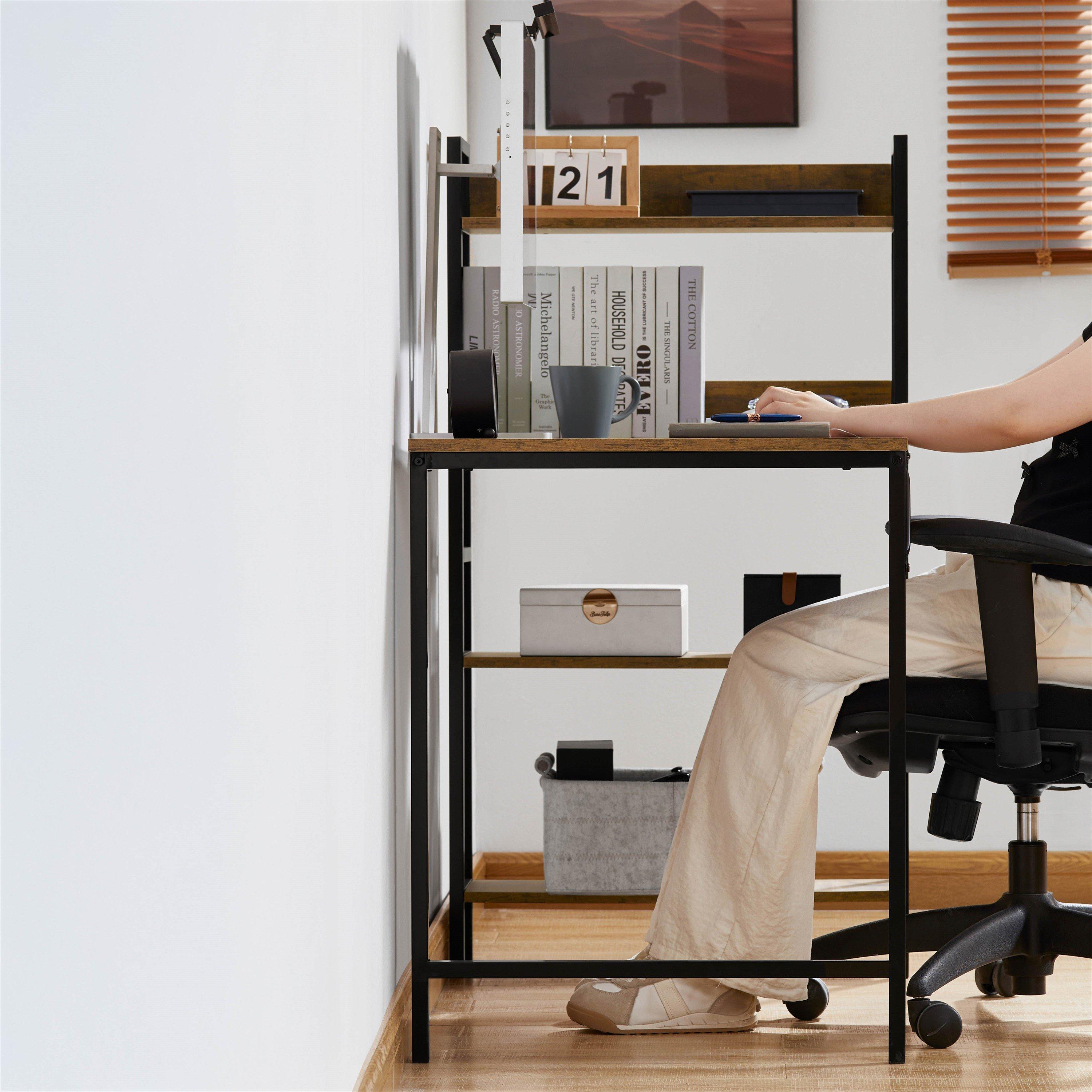 Dark Wood - Lassic - Vida Designs Brooklyn Computer Desk With 3 Shelves - 4
