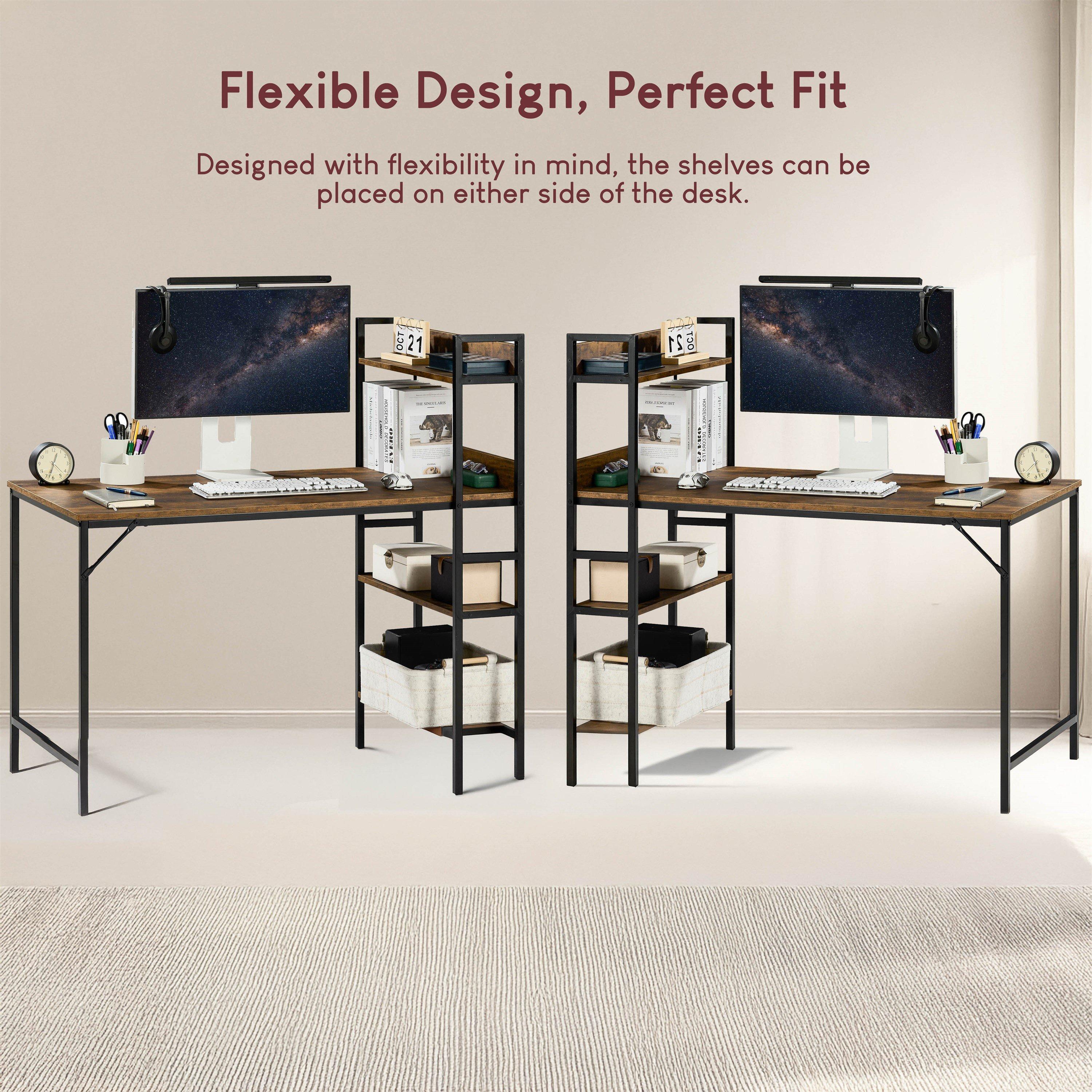 Dark Wood - Lassic - Vida Designs Brooklyn Computer Desk With 3 Shelves - 5