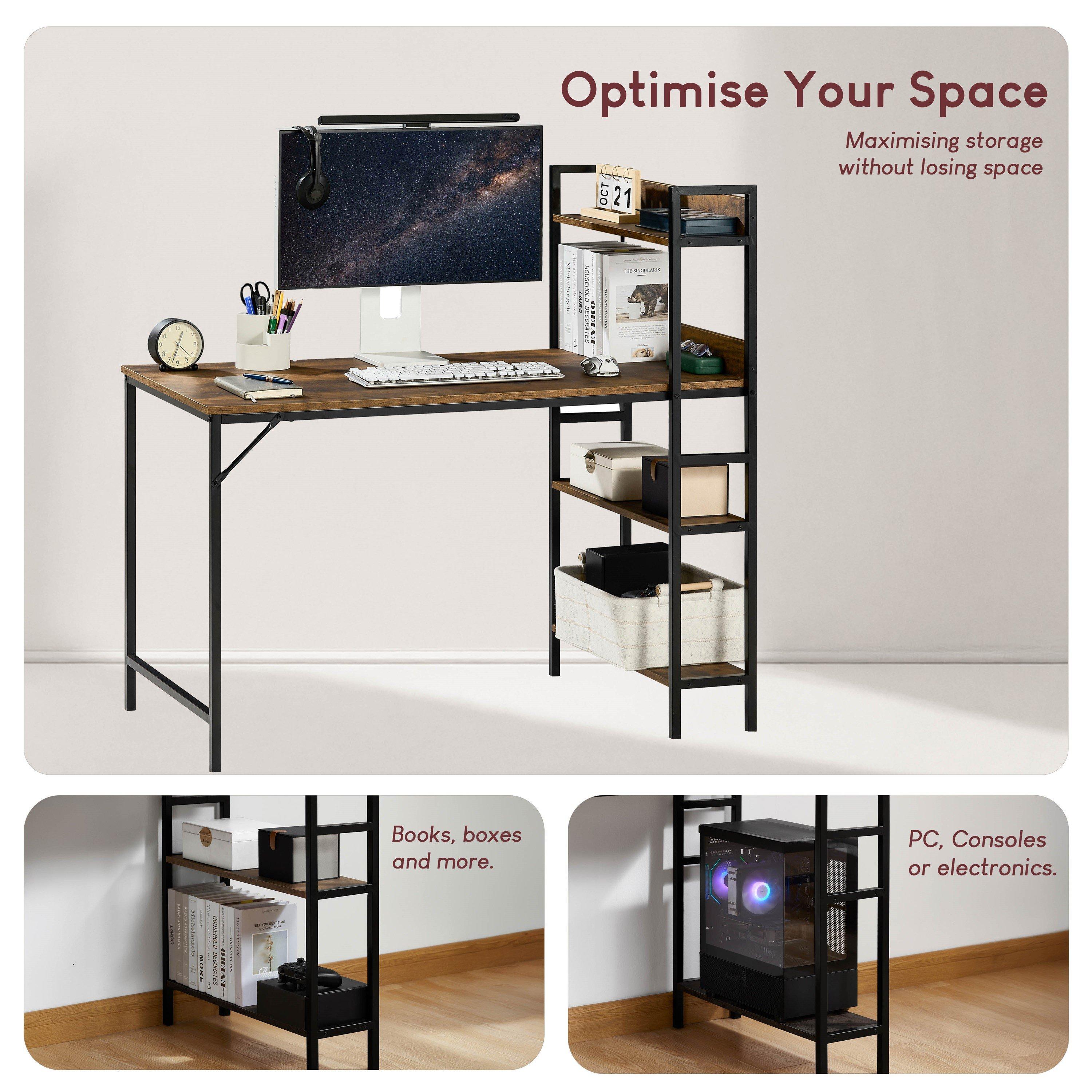 Dark Wood - Lassic - Vida Designs Brooklyn Computer Desk With 3 Shelves - 6