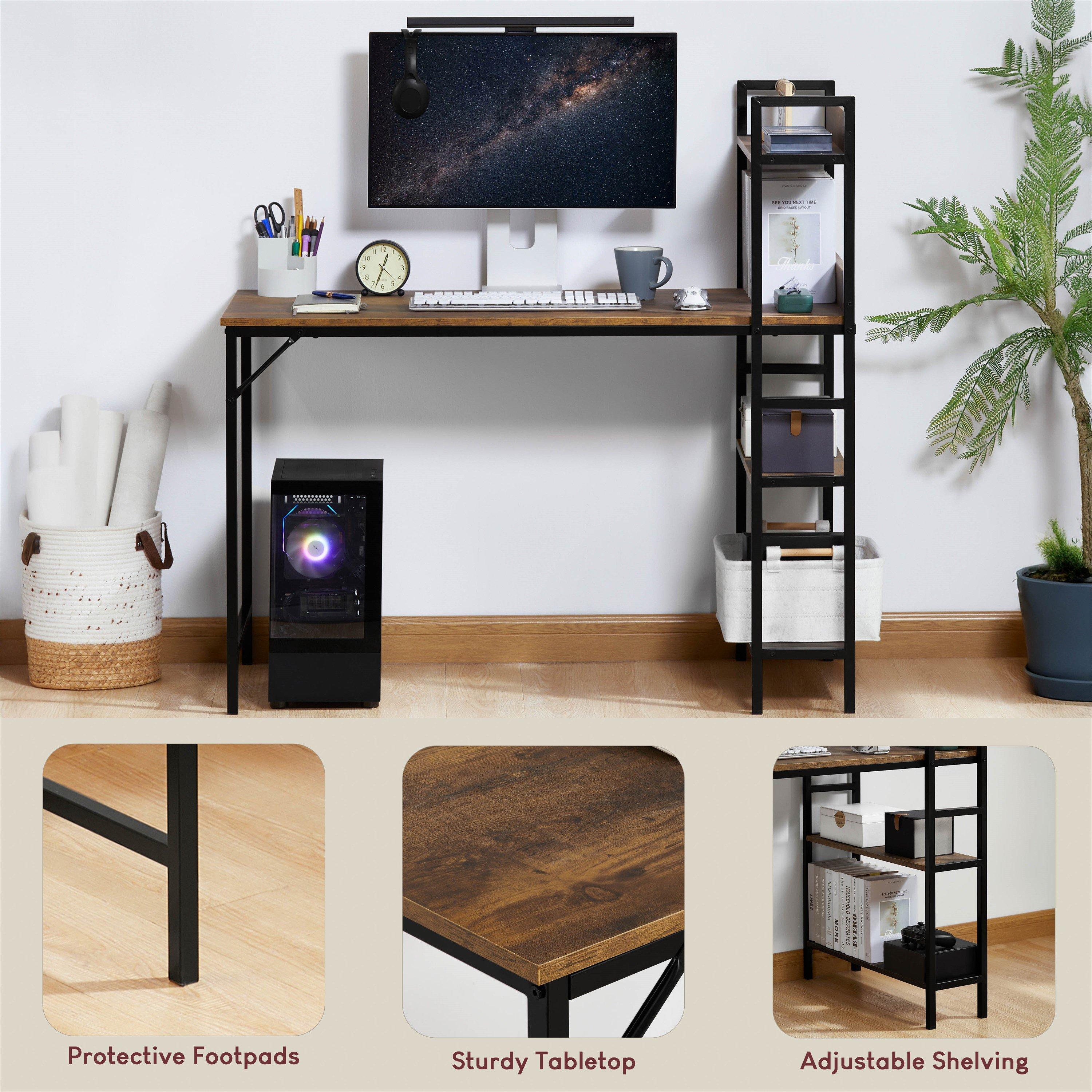 Dark Wood - Lassic - Vida Designs Brooklyn Computer Desk With 3 Shelves - 7