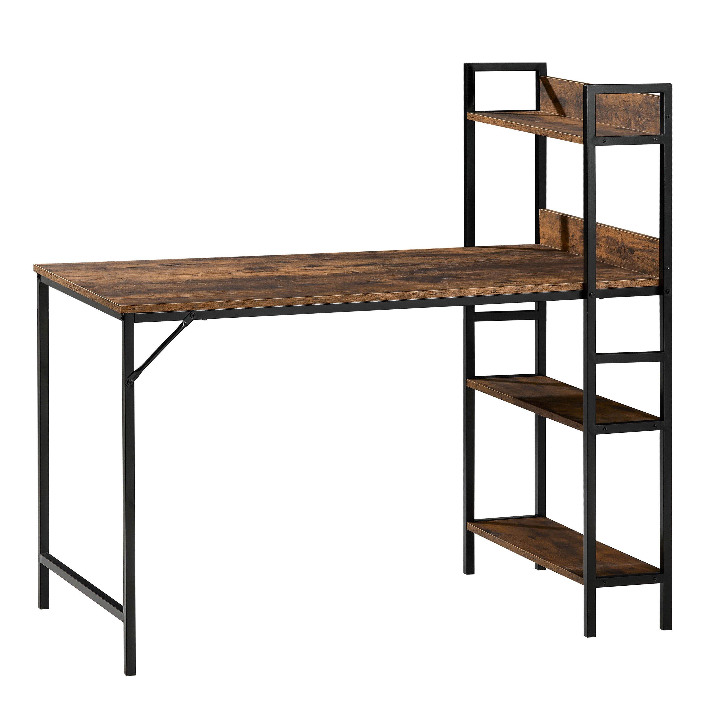 Dark Wood - Lassic - Vida Designs Brooklyn Computer Desk With 3 Shelves - 8