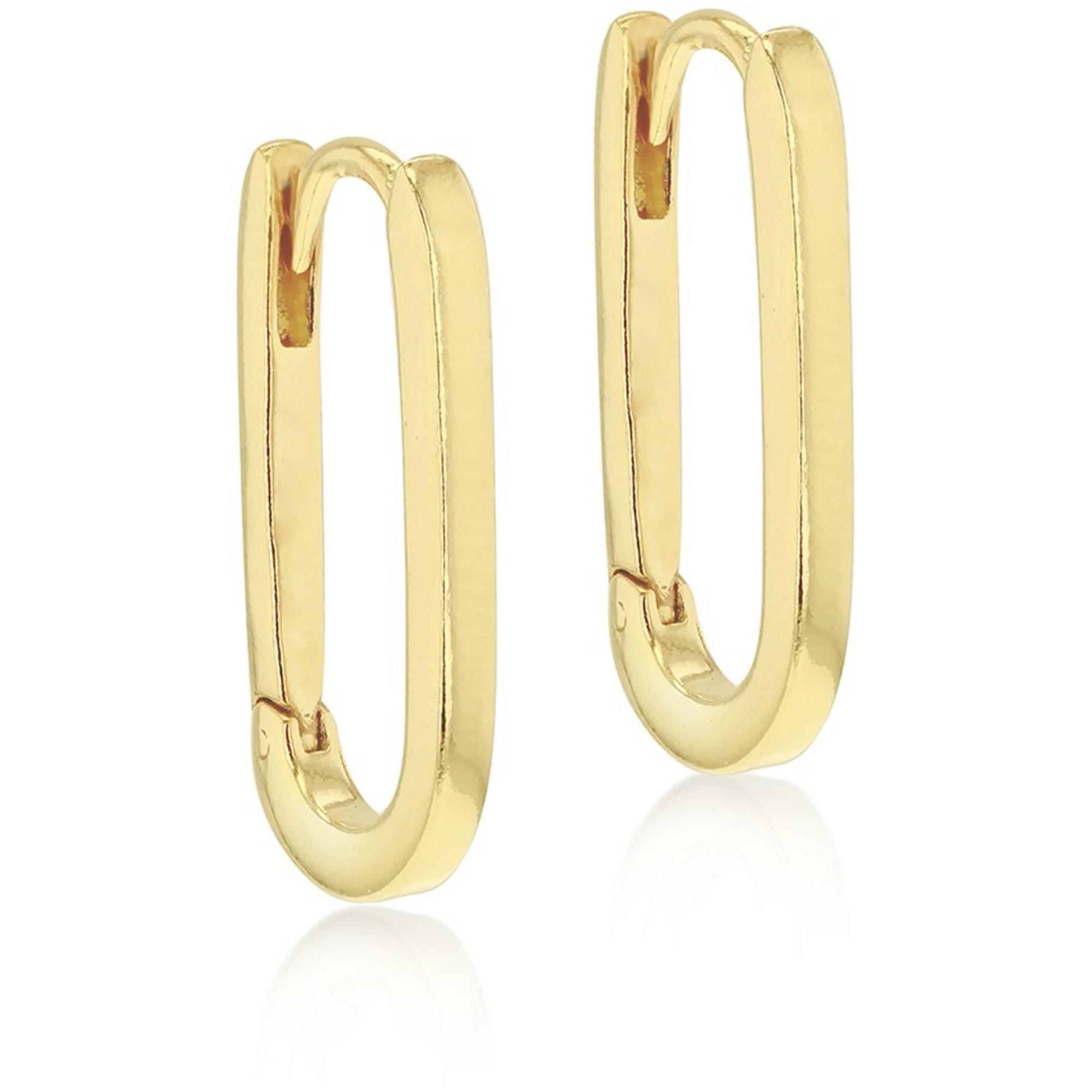 Gold Plated - Be You - Silver Gold Plated Rectangular Hoops - 1