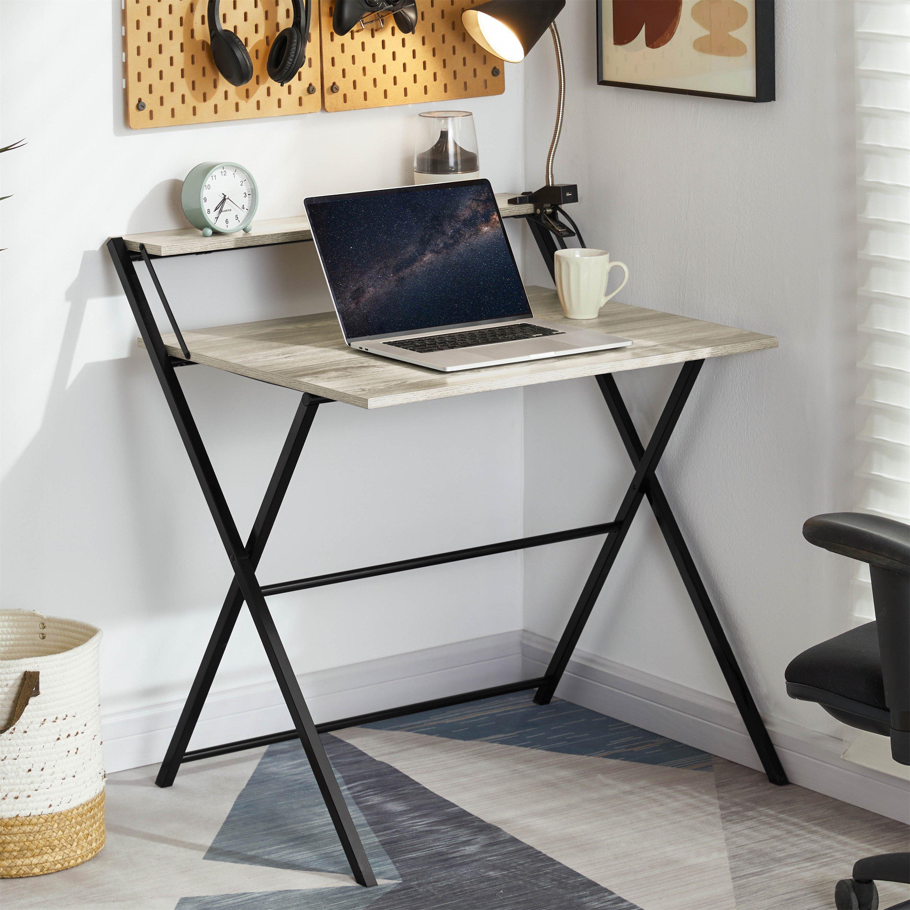 Lassic  Vida Designs Brooklyn Foldable Computer Desk - Grey - Foldable