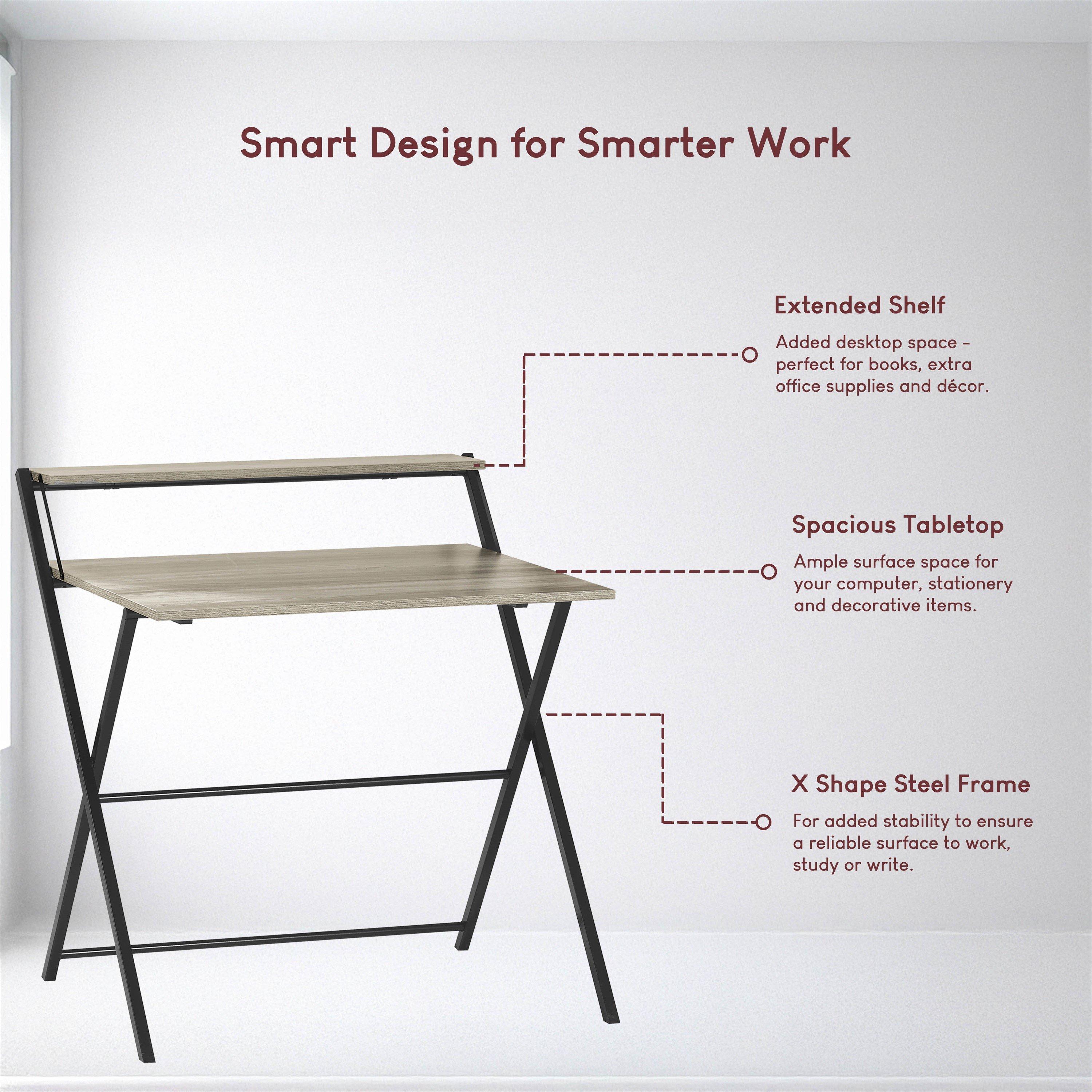 Grey - Lassic - Vida Designs Brooklyn Foldable Computer Desk - 7