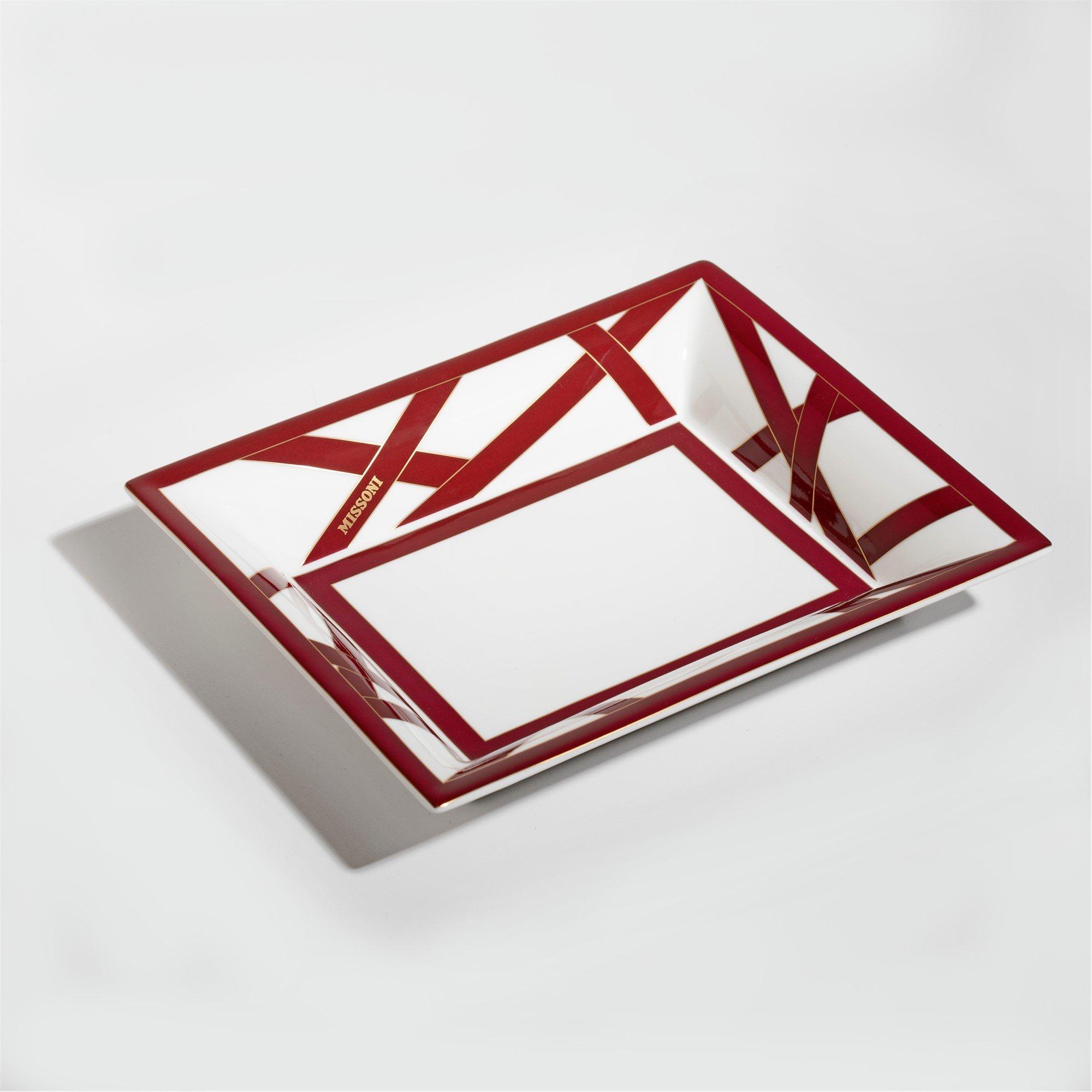White/Burgundy - Missoni Home Collection - Nastri Trinket Tray