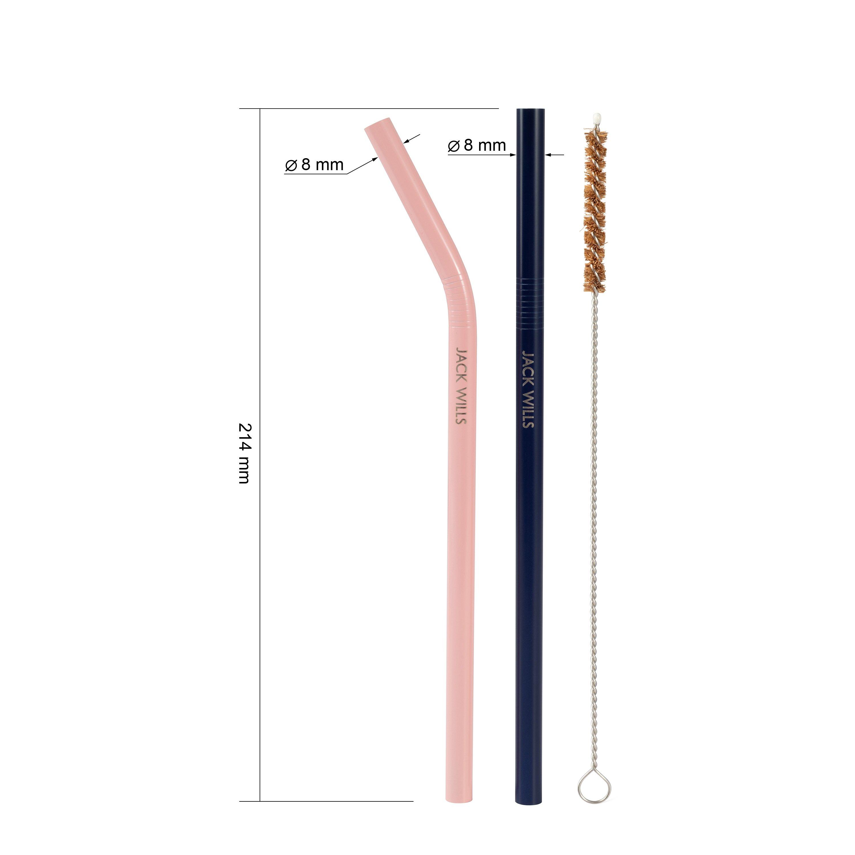 Pink/Navy - Jack Wills - Reusable Stainless Steel Straws - 2