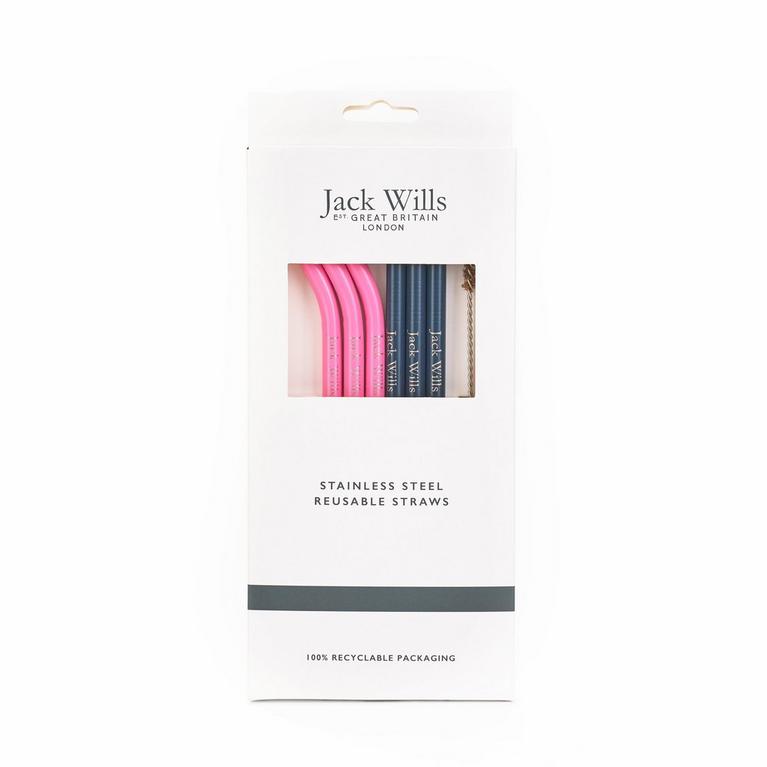 Rose/Marine - Jack Wills - Eco-Friendly Reusable Stainless Steel Straws - 3
