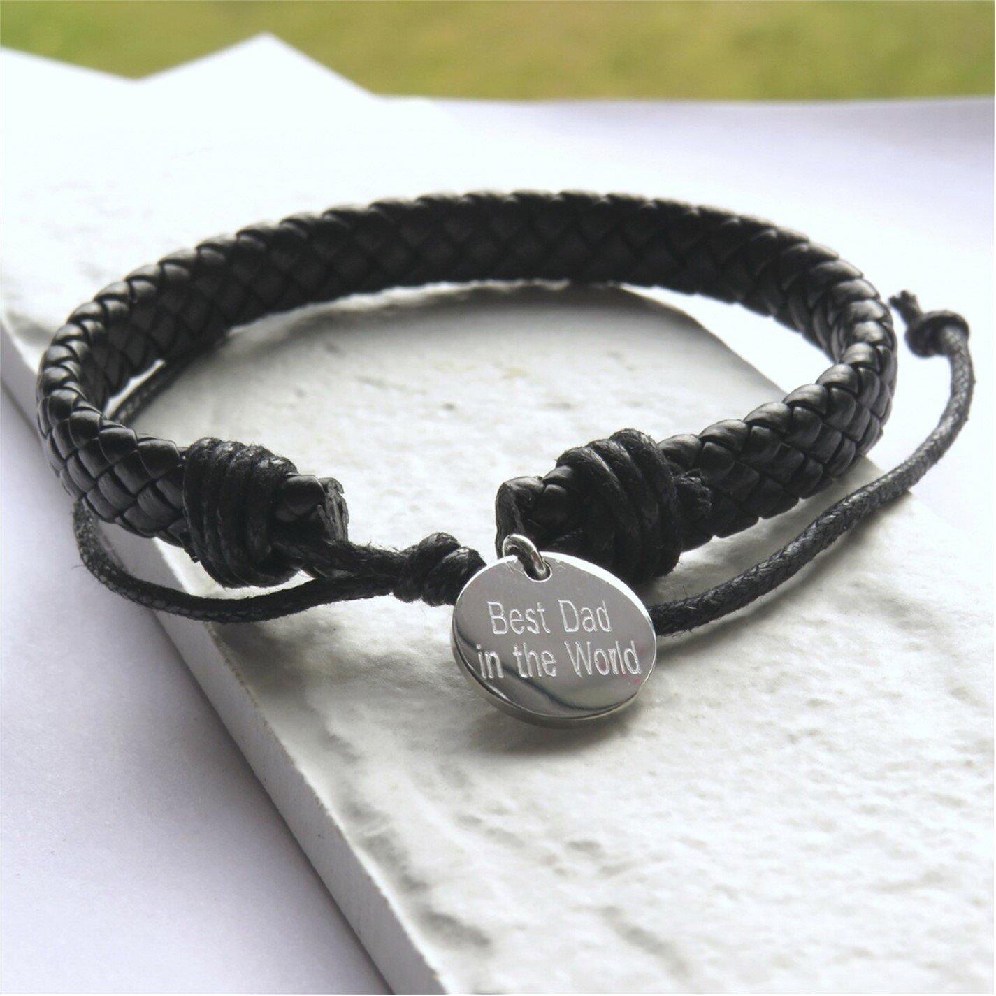 Black - Aye Do Gifts - Mens Weave Bracelet Best Dad in the World 6260-FK - 1