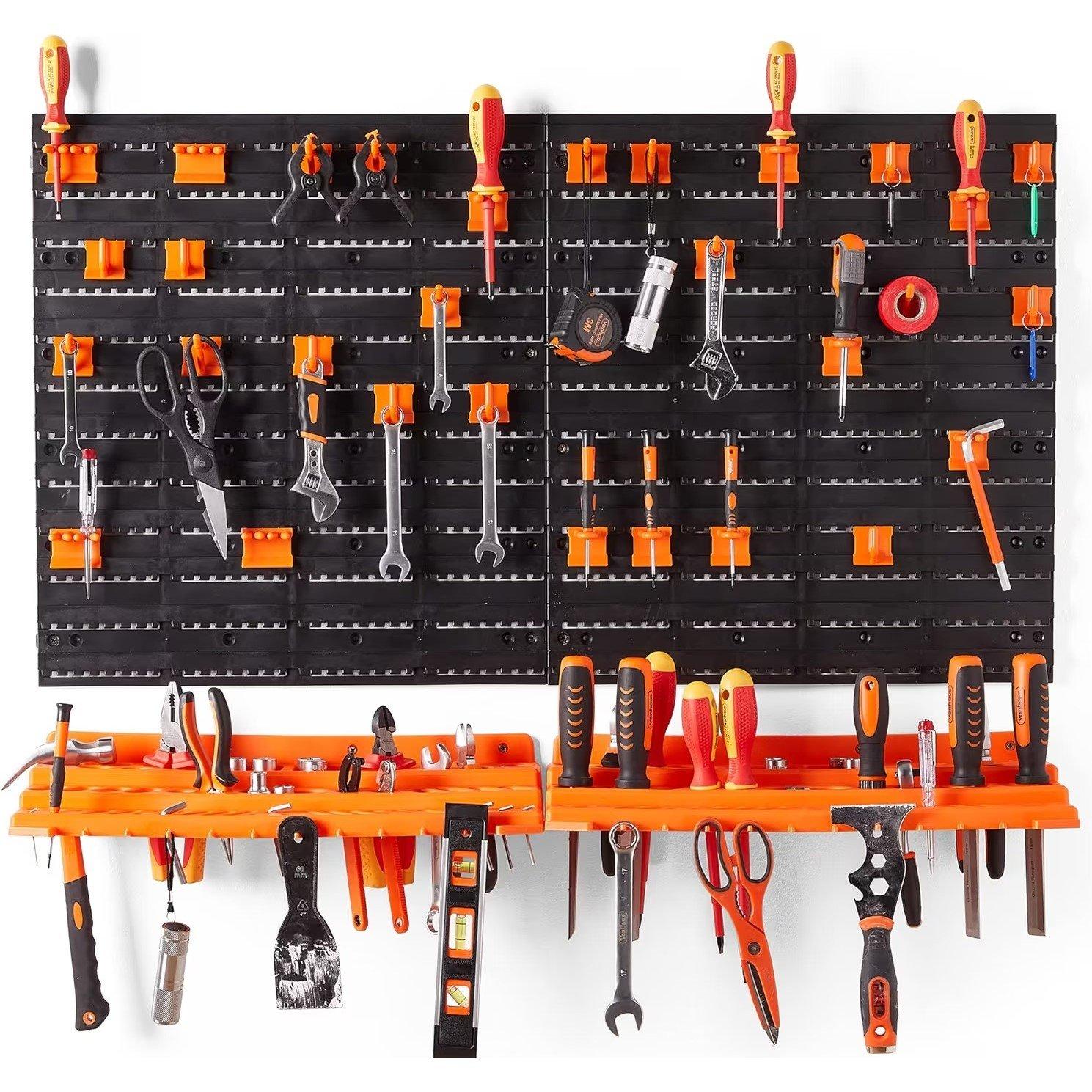 Black - VonHaus - VonHaus Peg Board + Tool Shelf - 1