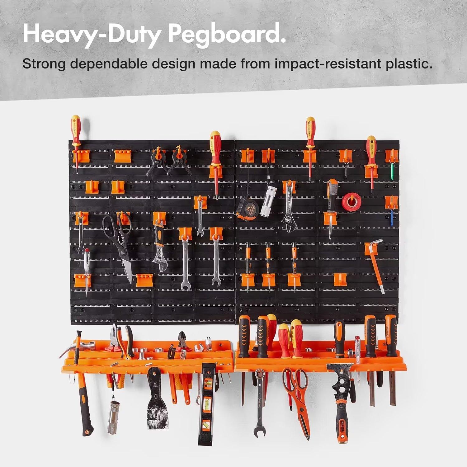Black - VonHaus - VonHaus Peg Board + Tool Shelf - 4