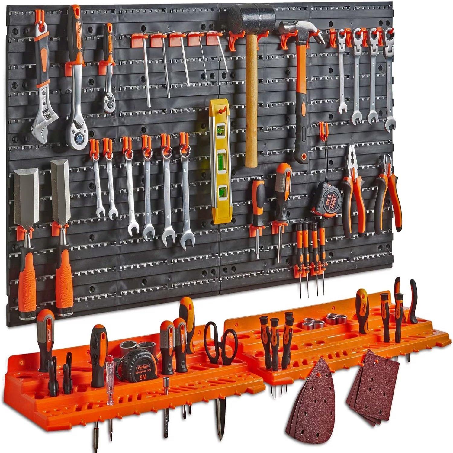 Black - VonHaus - VonHaus Peg Board + Tool Shelf - 8