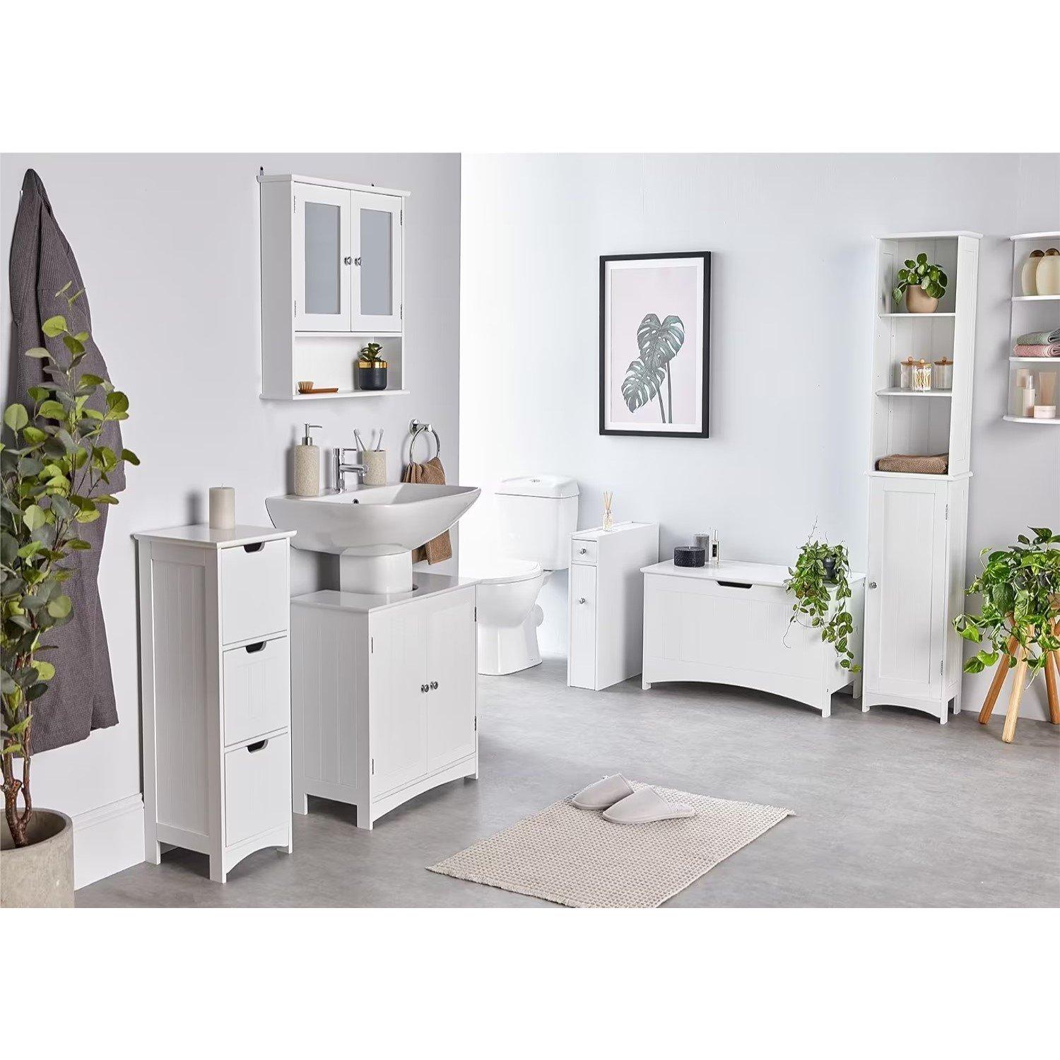 White - VonHaus - VonHaus - Holbrook White 3 Draw Bathroom Unit - 2