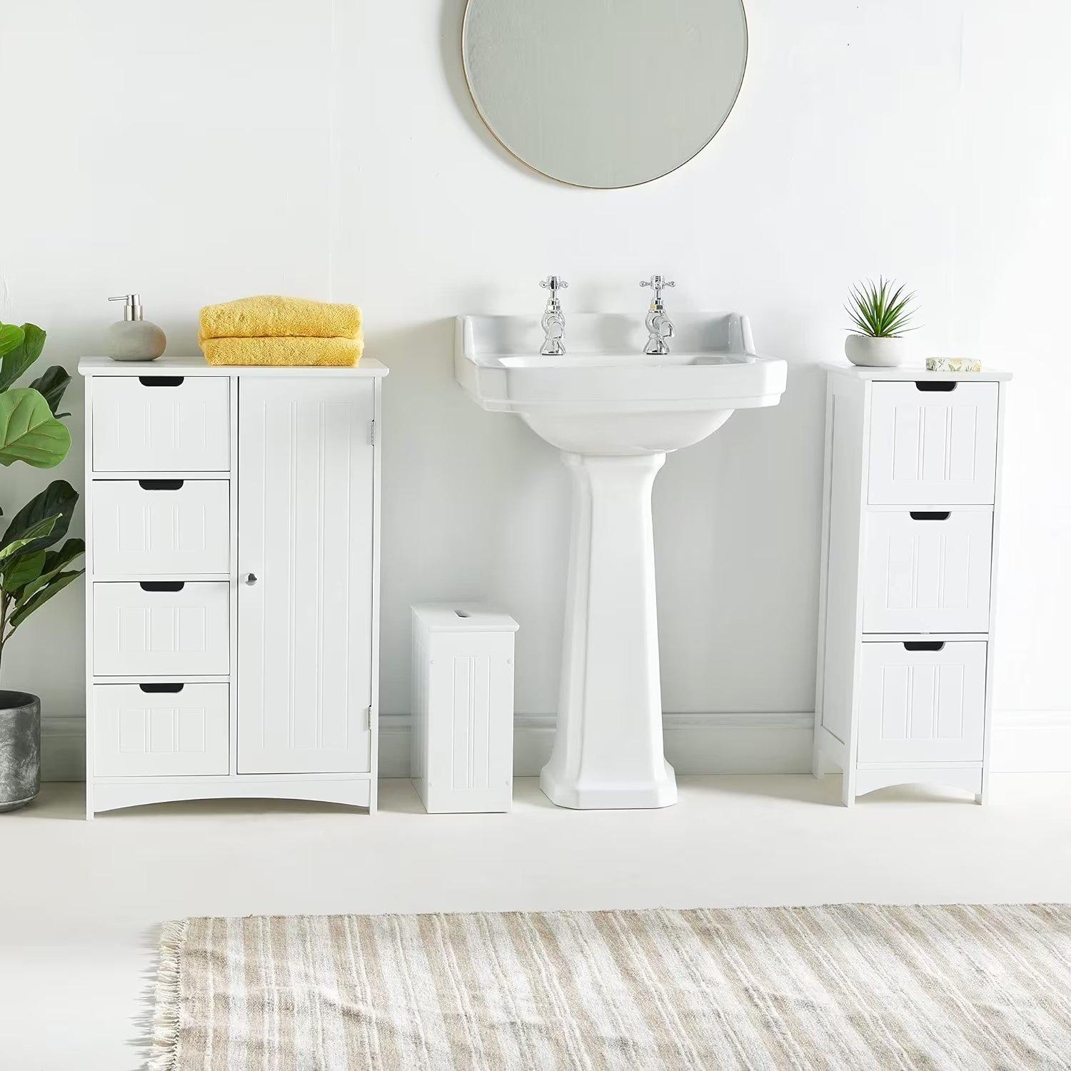 White - VonHaus - VonHaus - Holbrook White 3 Draw Bathroom Unit - 4