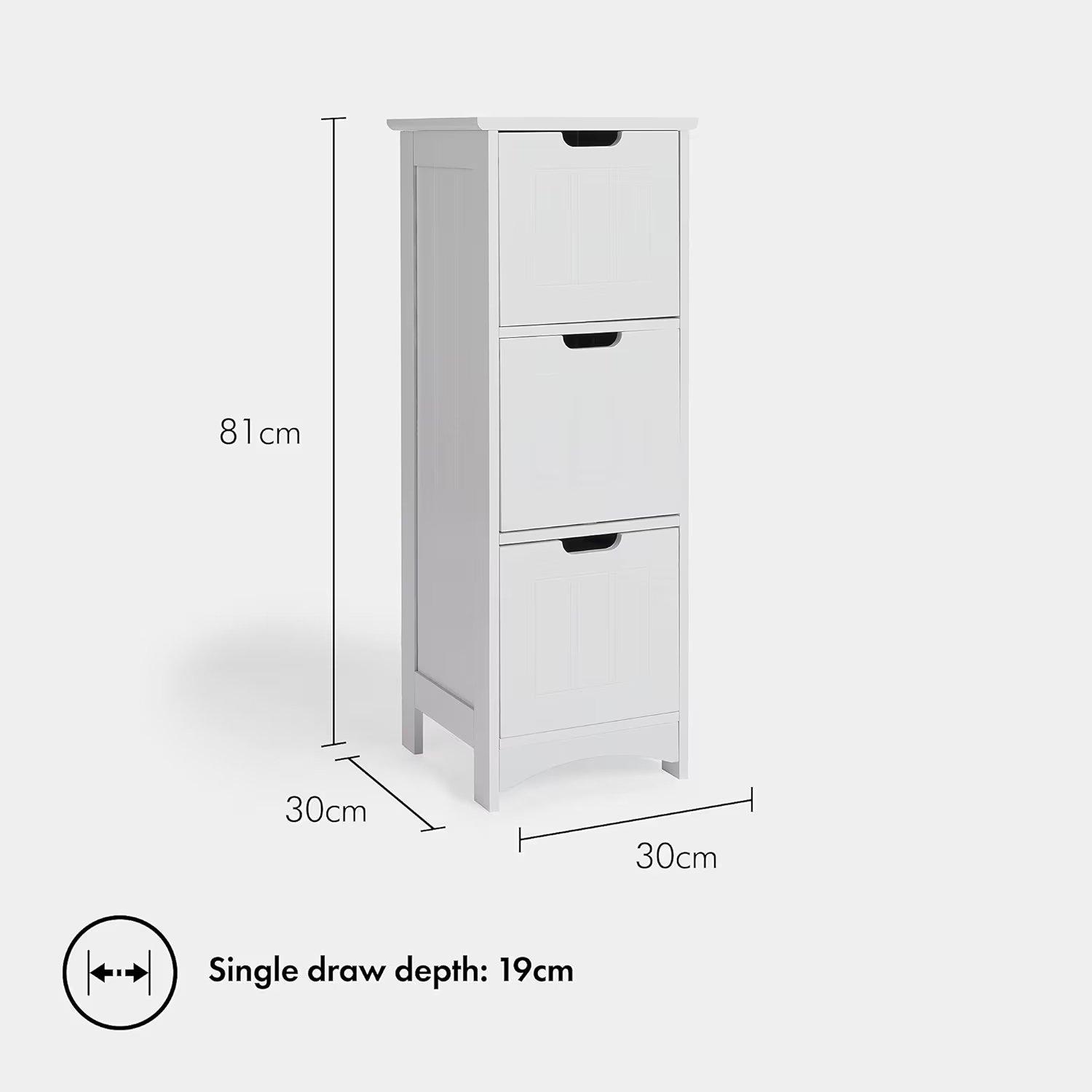 White - VonHaus - VonHaus - Holbrook White 3 Draw Bathroom Unit - 7