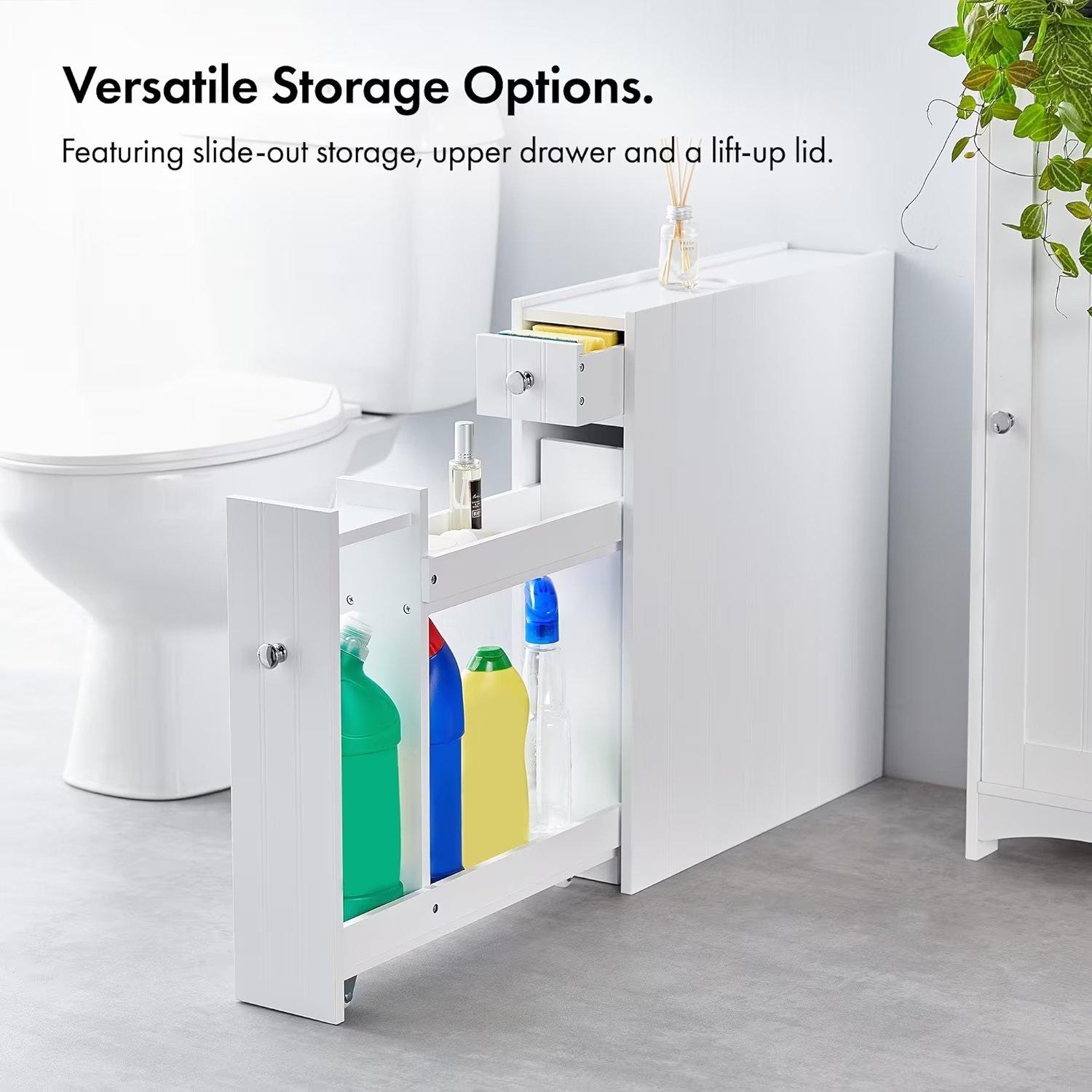 White - VonHaus - Holbrook White Slimline Bathroom Canbinet - 4