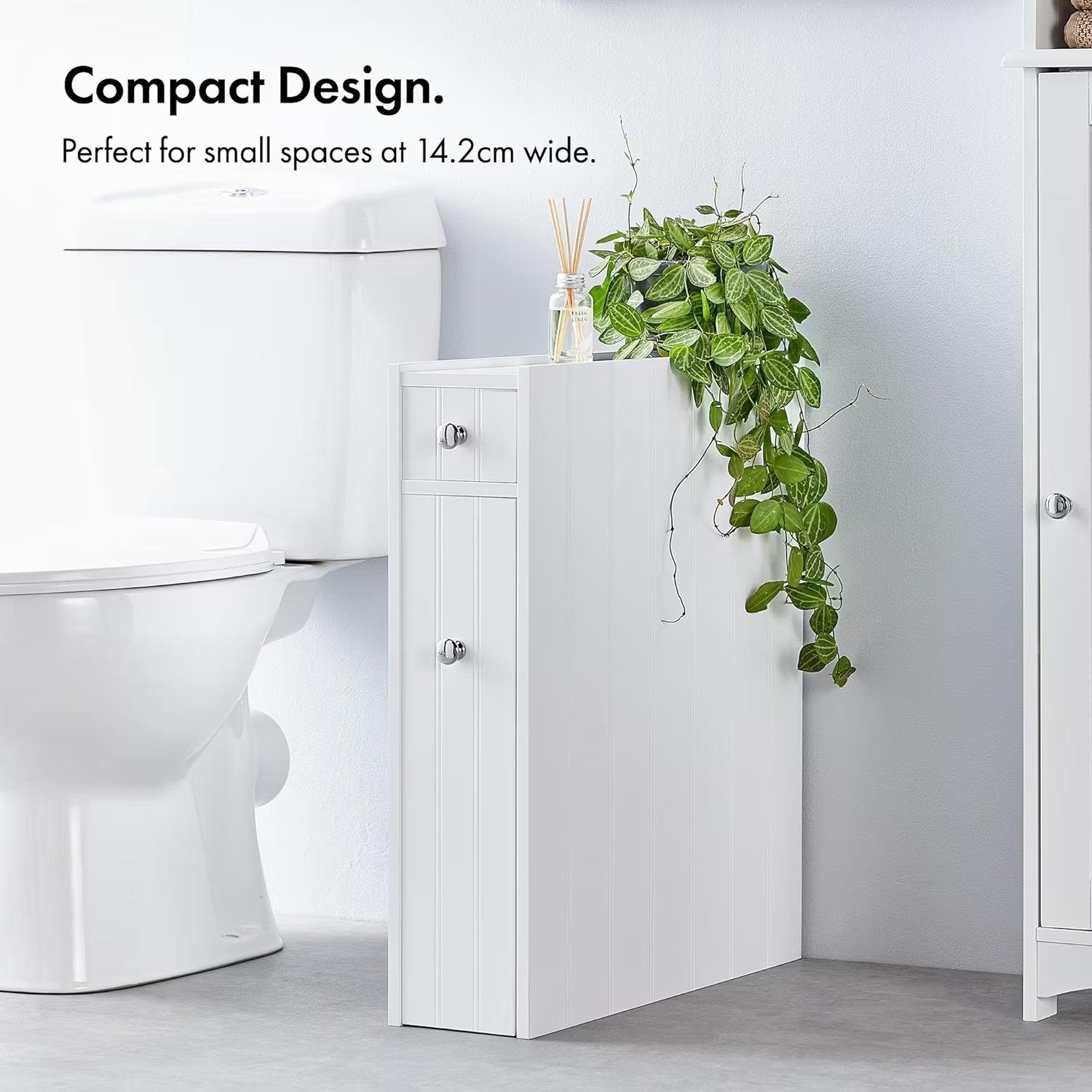 White - VonHaus - Holbrook White Slimline Bathroom Canbinet - 5