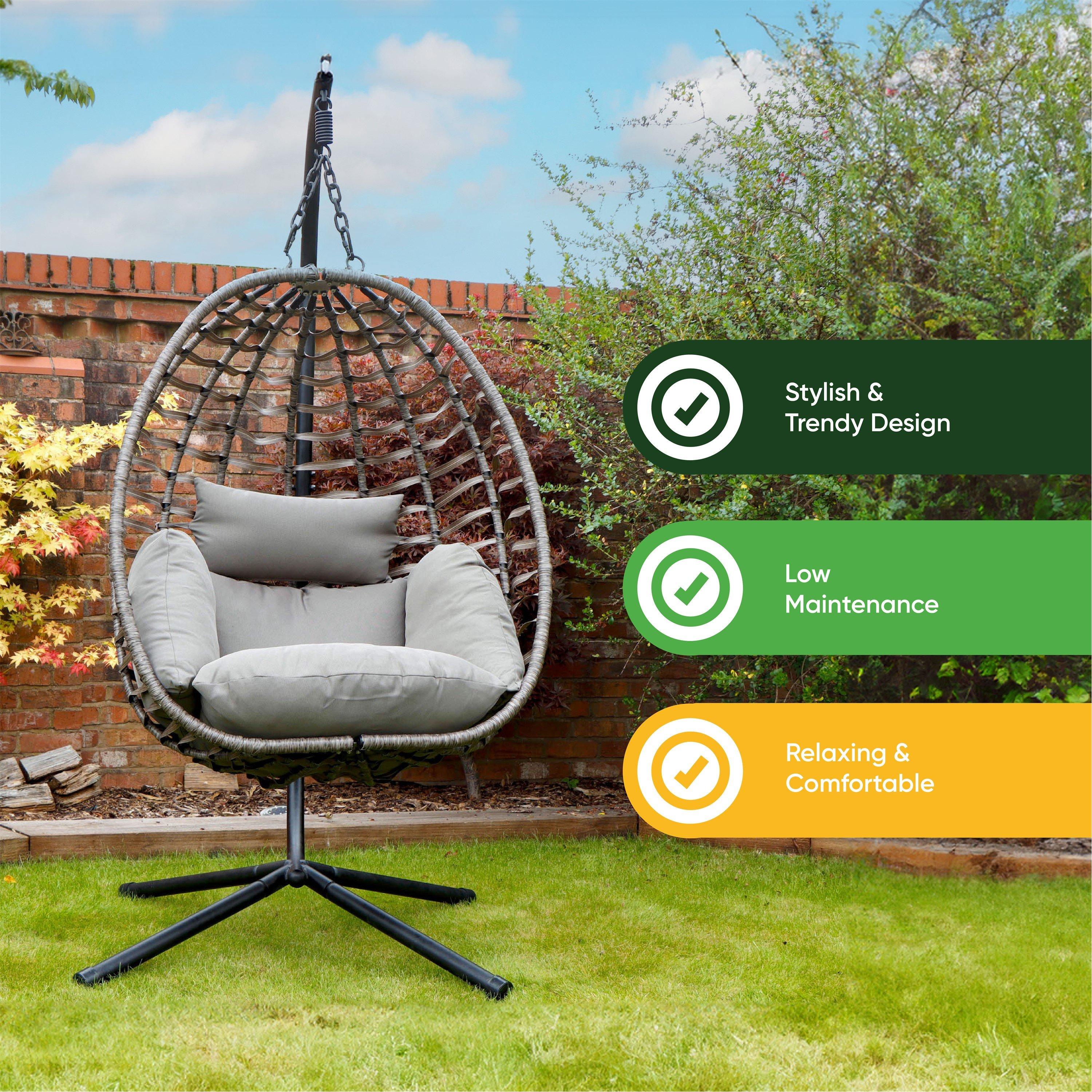 Grey - Streetwize - Chrysalis Hanging Egg Chair - 3