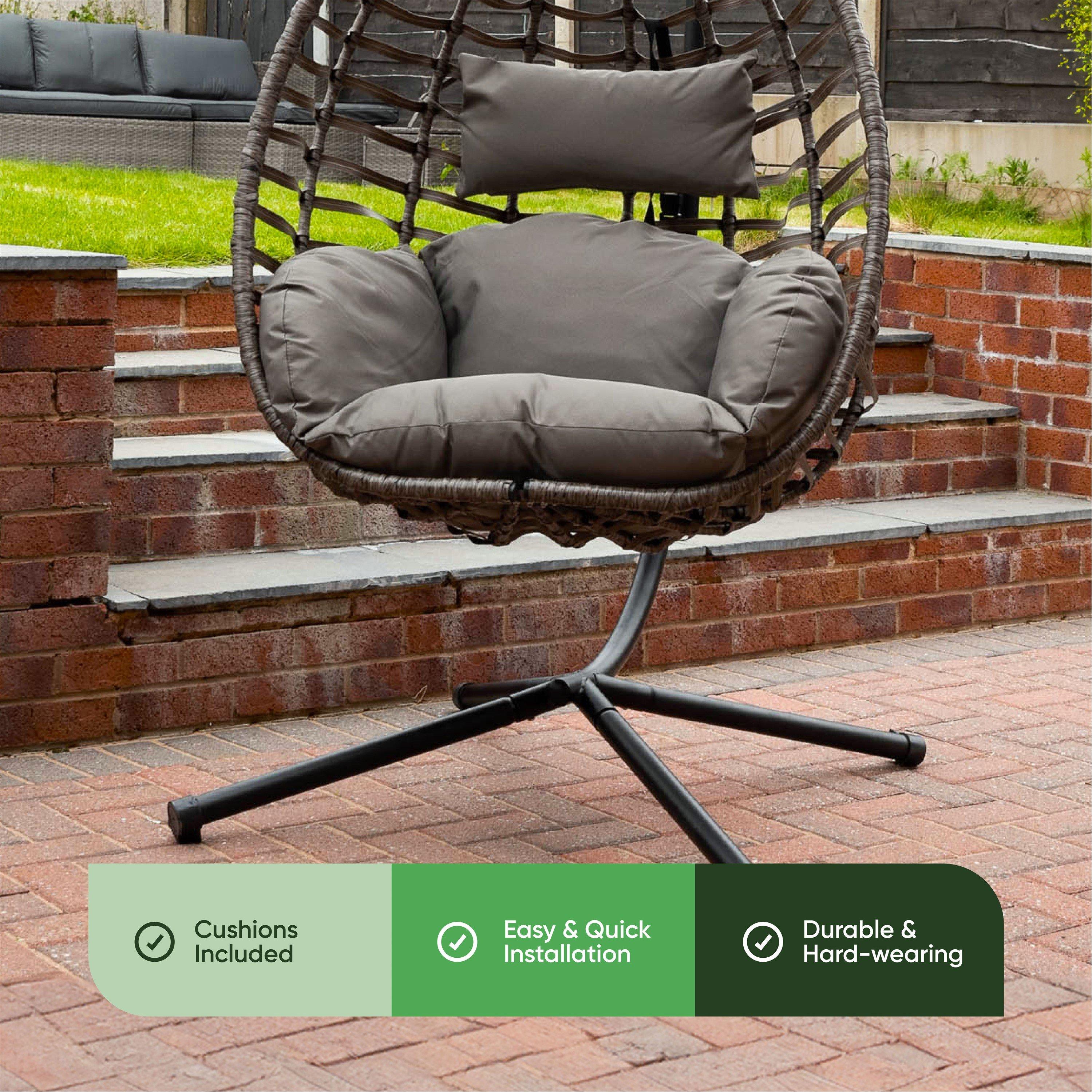 Grey - Streetwize - Chrysalis Hanging Egg Chair - 5