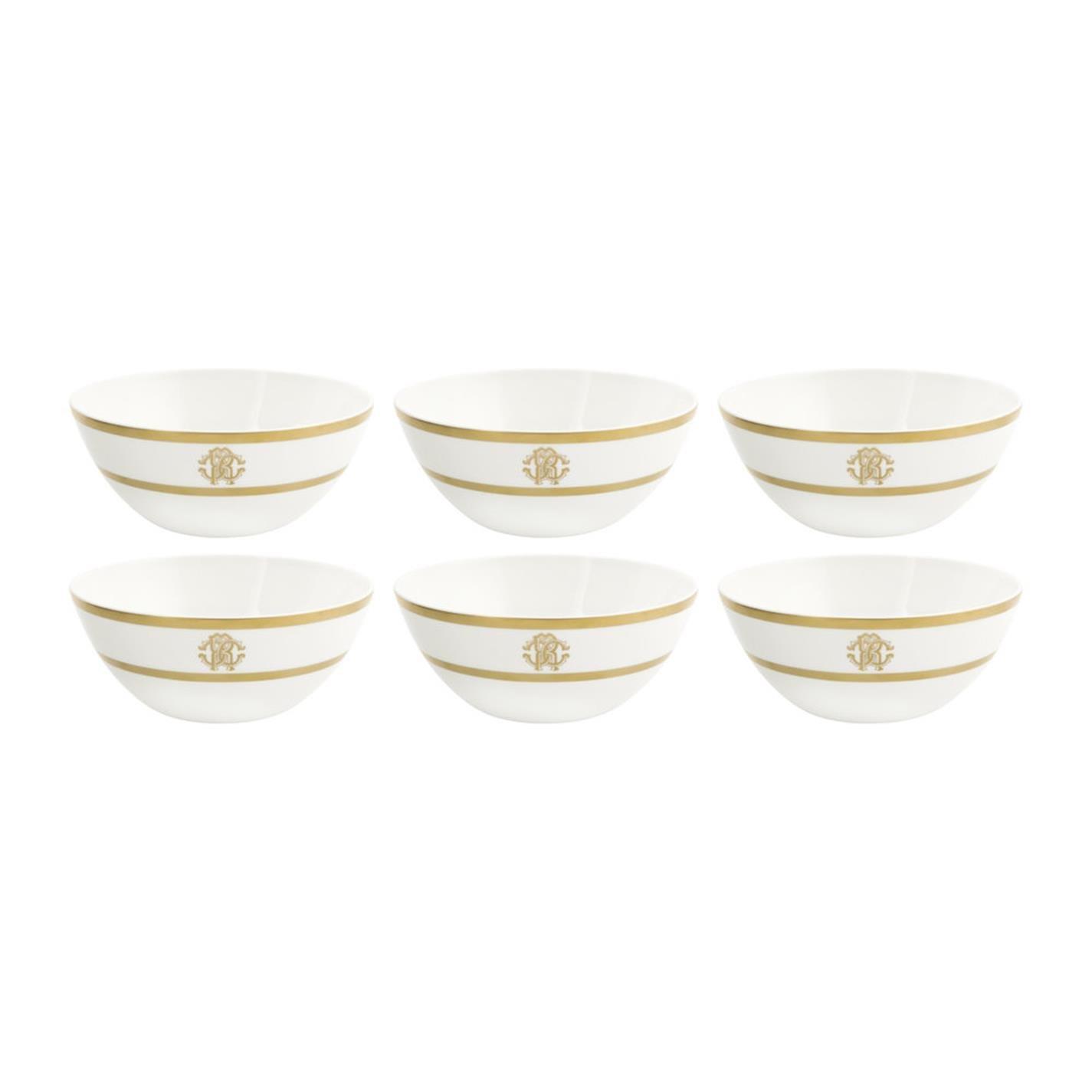 Gold - Roberto Cavalli Home - Roberto Silk Gold Soup Bowls - Set of 6 - 1