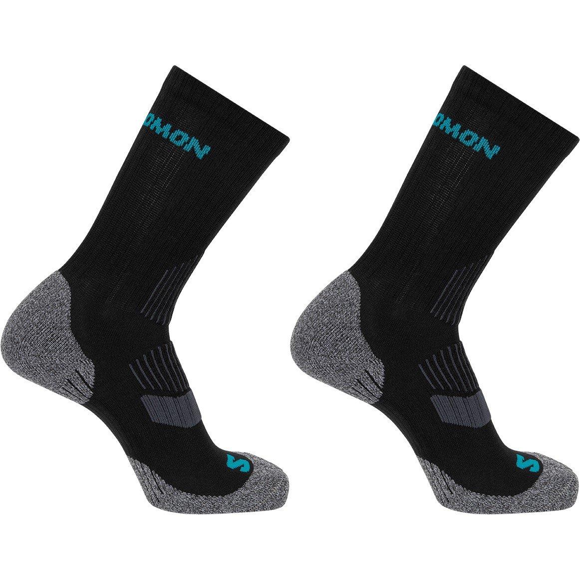Nero/Grigio - Salomon - Lightweight Crew 2 Pack Walking Socks Womens
