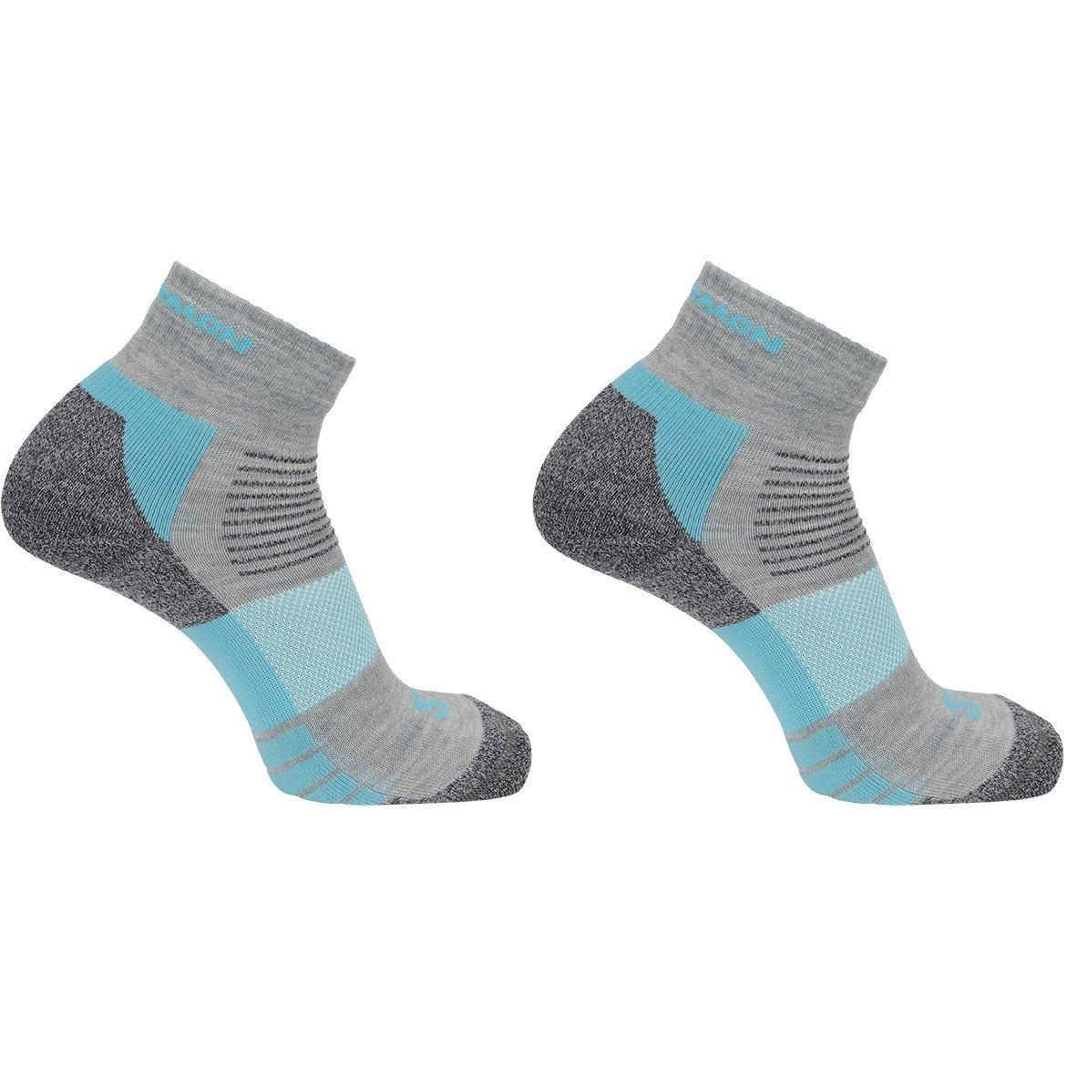 Grijs/Blauw - Salomon - Merino Quarter 2 Pack Walking Sock Womens