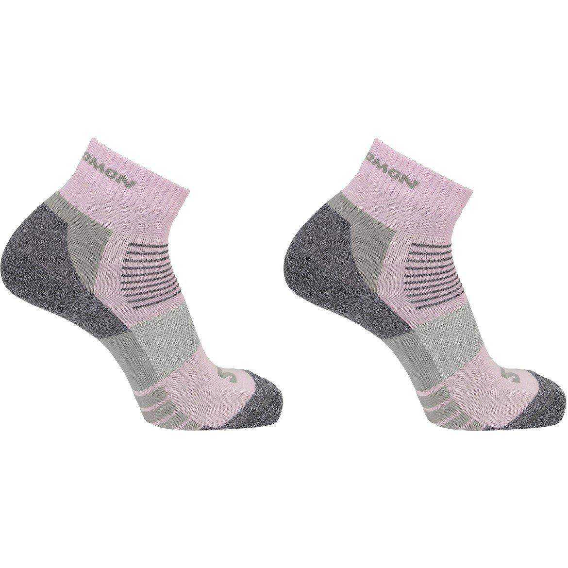 Salomon Women's Merino Quarter 2 Pack Walking Sock - Lilac/Grey - M 5.5-7