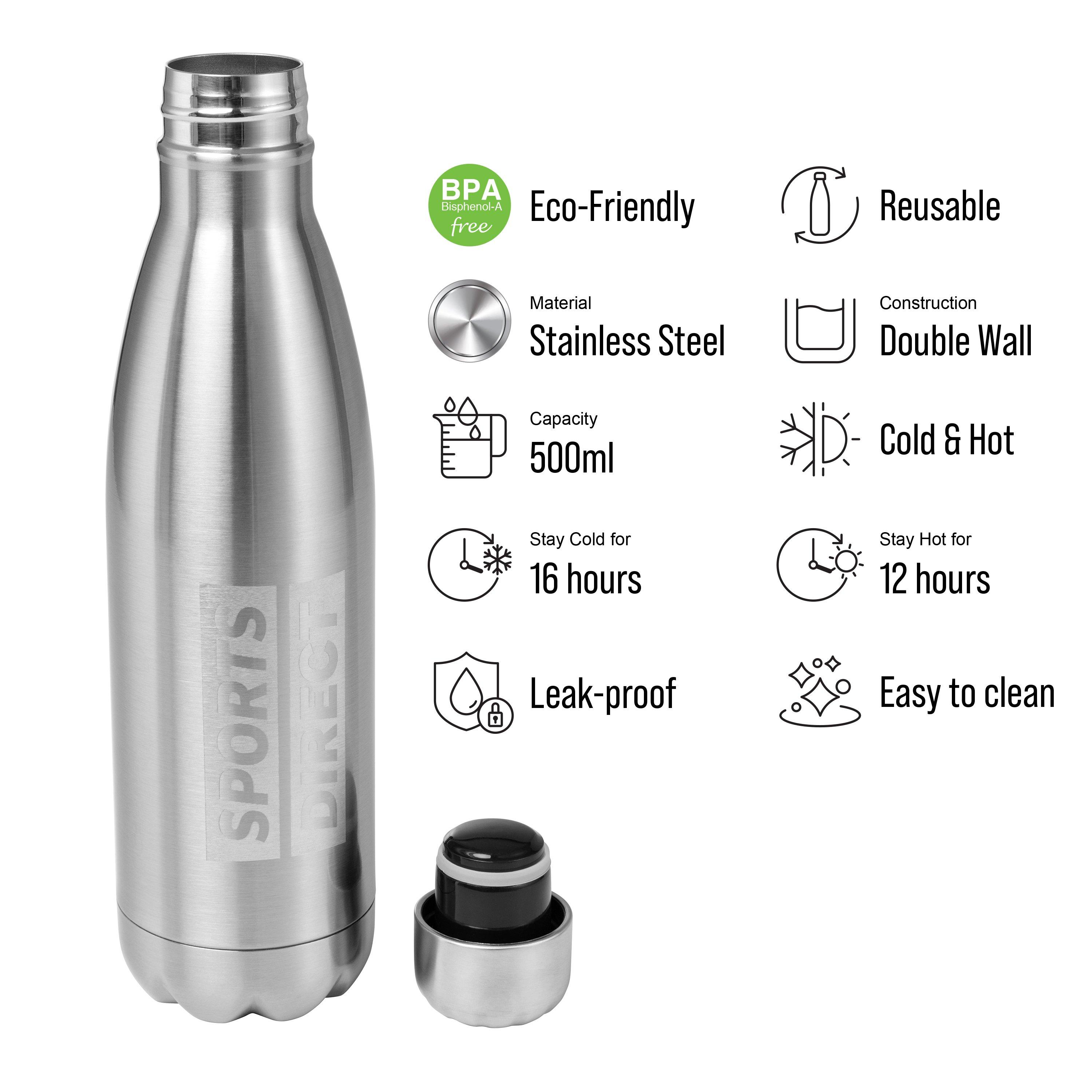Grey - Sports Direct - Stainless Steel Insulated Water Bottle - 2