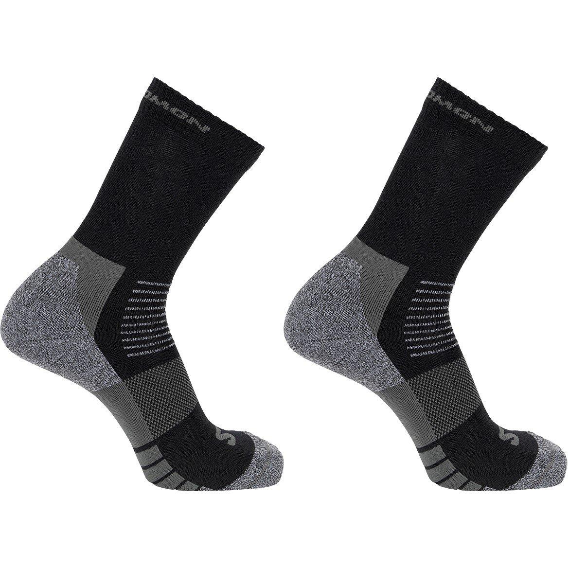 Salomon Women's Merino Crew 2 Pack Walking Socks - Black/Grey - S 3.5-5