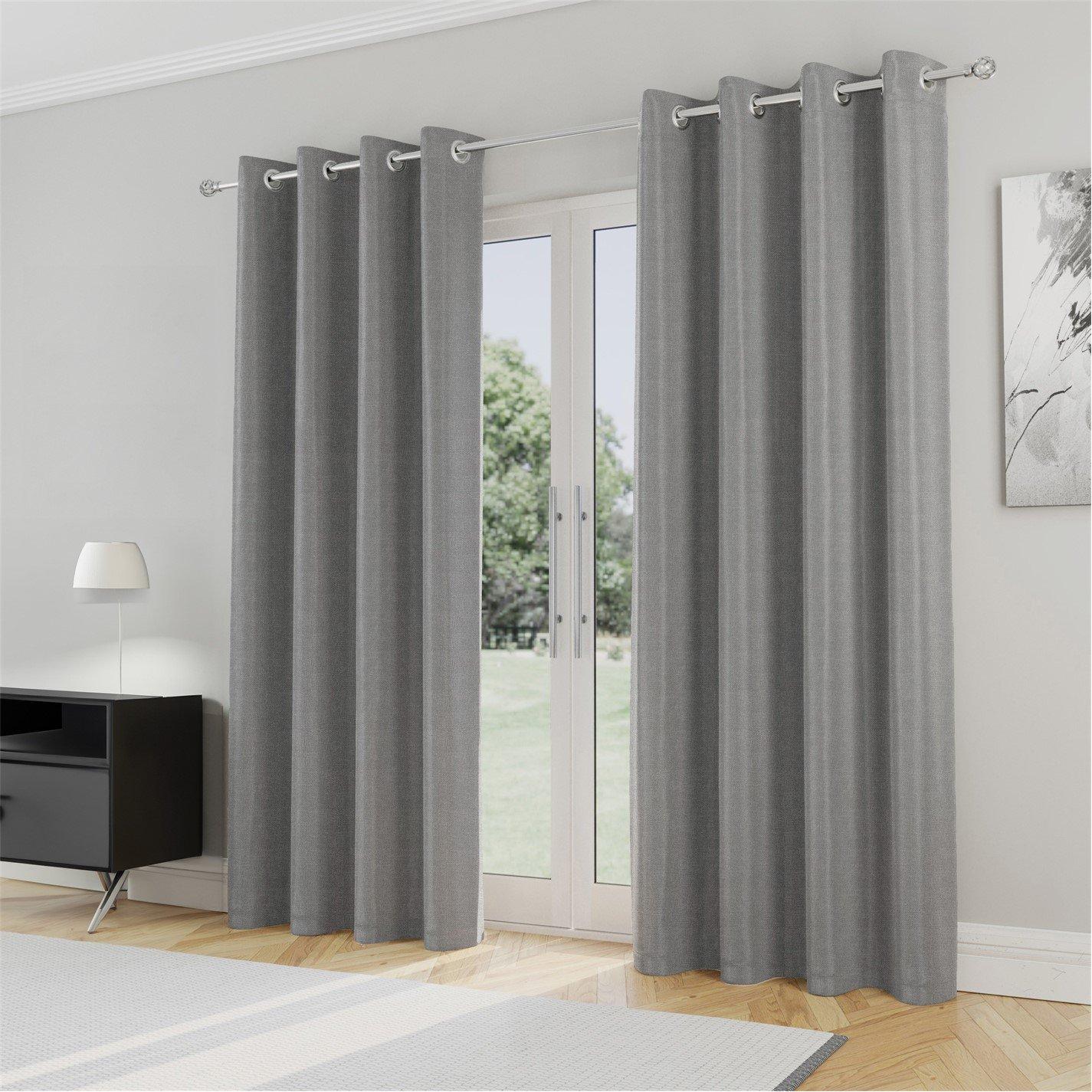 Grey - Enhanced Living - Onyx Grey 100% Blackout Thermal 90x90 Curtains - 1
