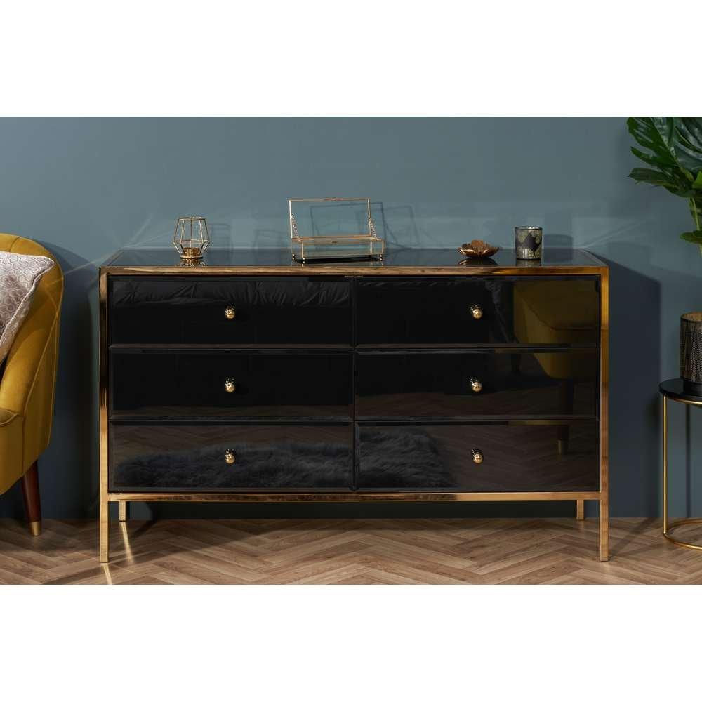Black & Gold - Birlea - Fenwick 6 Drawer Chest - 2