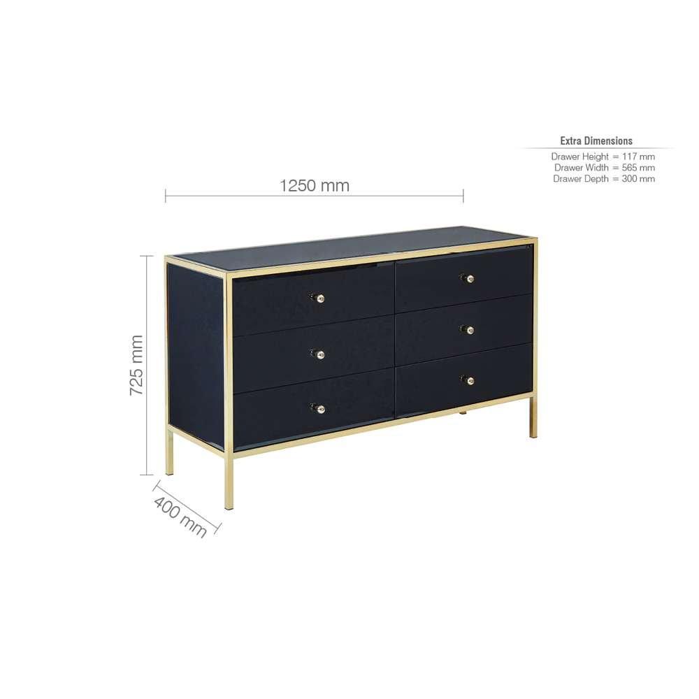 Black & Gold - Birlea - Fenwick 6 Drawer Chest - 9